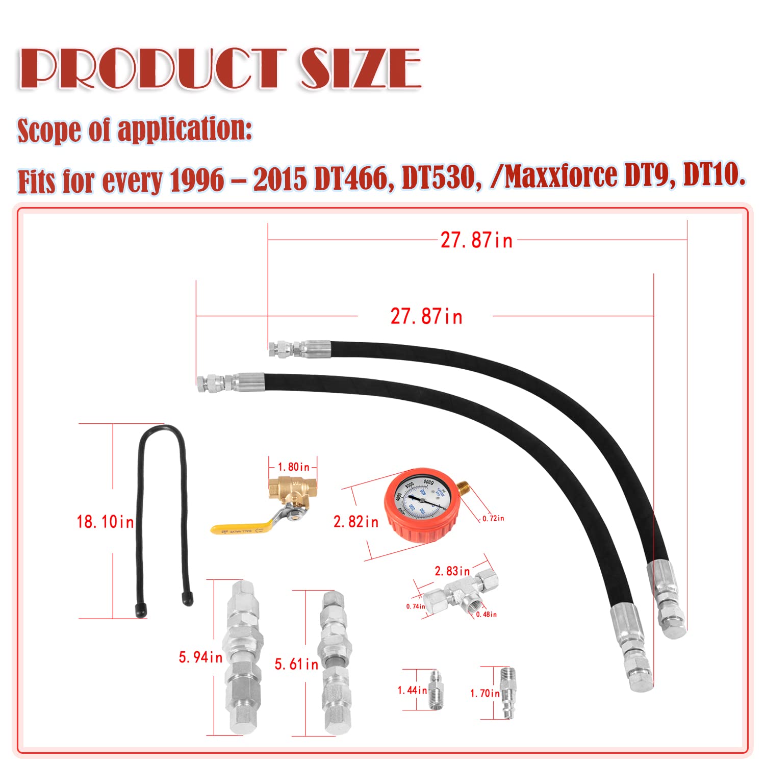 HPOP Test Tool Kit for DT466 & DT530 Engines | High Pressure Oil Pump Diagnostic Tool | Compatible with International Maxxforce DT9 & DT10 (1996-2015 Models) | Ideal for Diesel Engine Repair & Maintenance