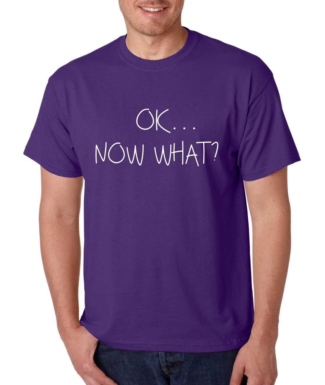 Funny Men's T-Shirt - 'OK Now What?' Humor Graphic Tee for Casual Wear & Gifts | Trendy Cool Stuff Apparel for Everyday Outfits