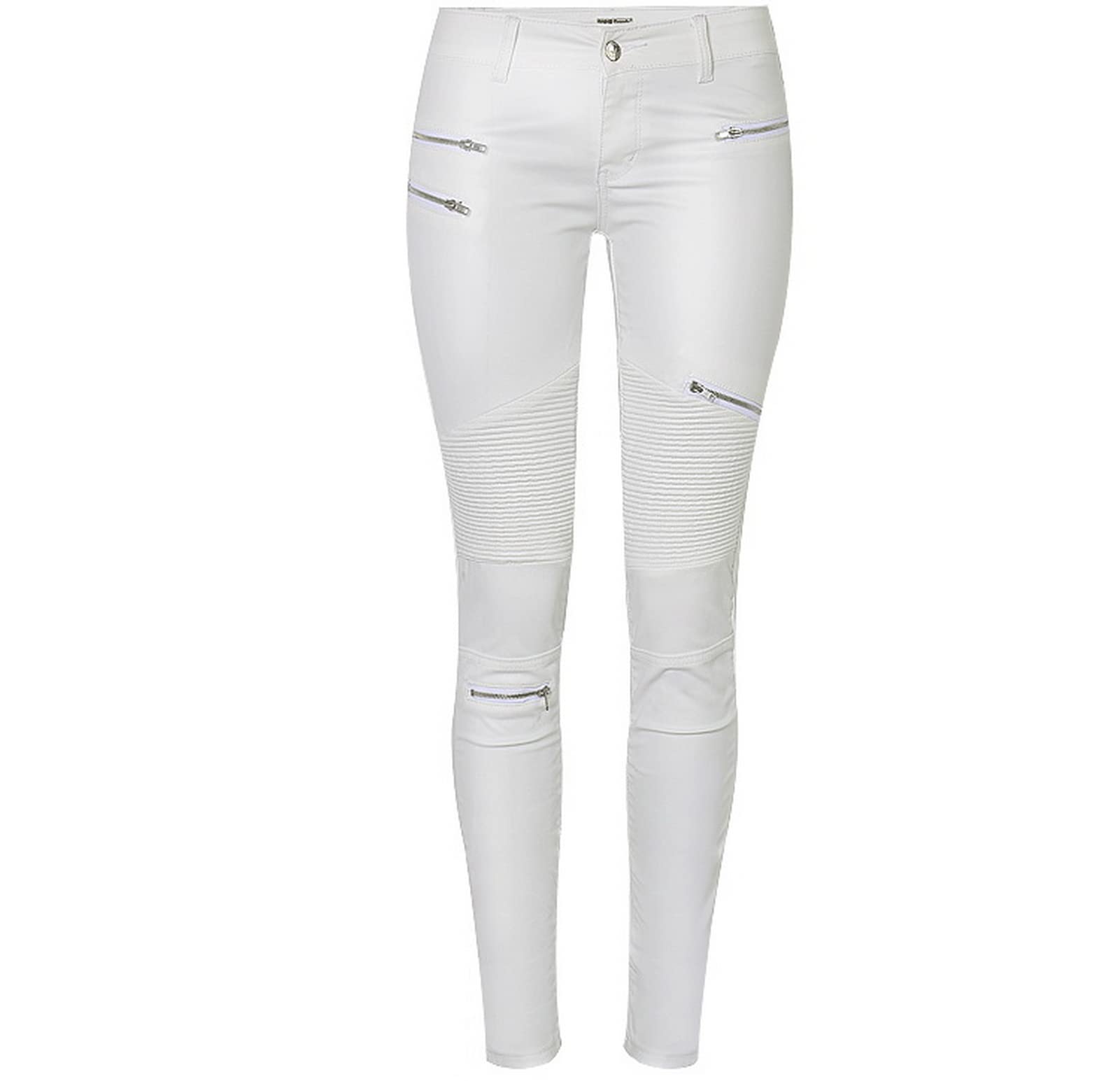 Women's Faux Leather Stretch Skinny Pants - High Waist Slim Fit Biker Pencil Jeans for Casual Wear, Night Out & Office Outfits | Trendy Vegan Leather Leggings