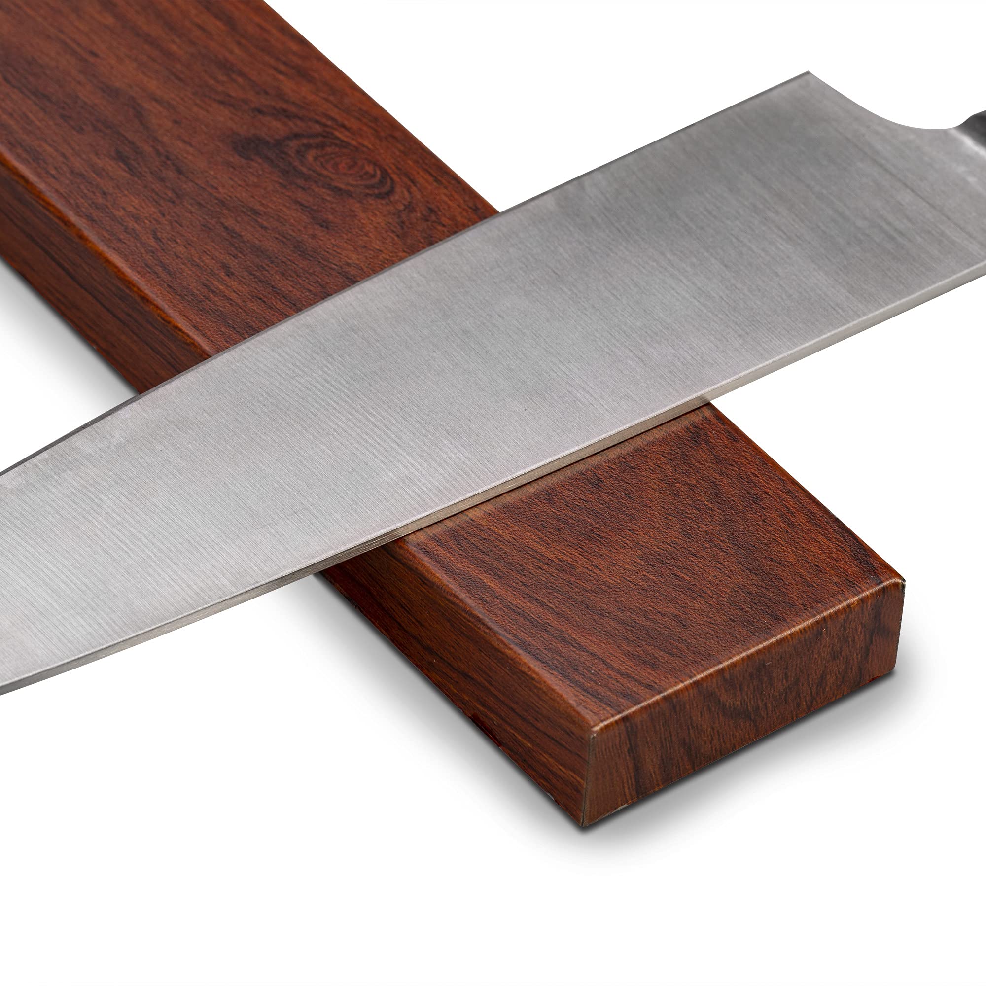 16-Inch Magnetic Knife Holder - Stainless Steel Knife Storage Rack with Wooden Pattern Design | Wall-Mounted Knife Organizer for Kitchen, Restaurant & Home Use