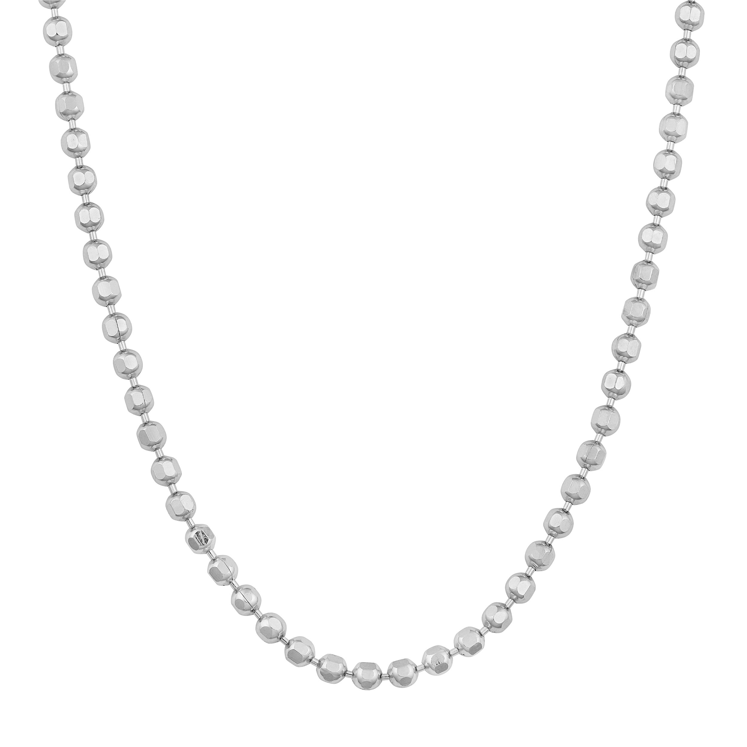 Kooljewelry Sterling Silver 1.7mm Diamond-Cut Bead Ball Chain Necklace for Women - Elegant Layering Necklace for Daily Wear, Gift Giving & Special Occasions