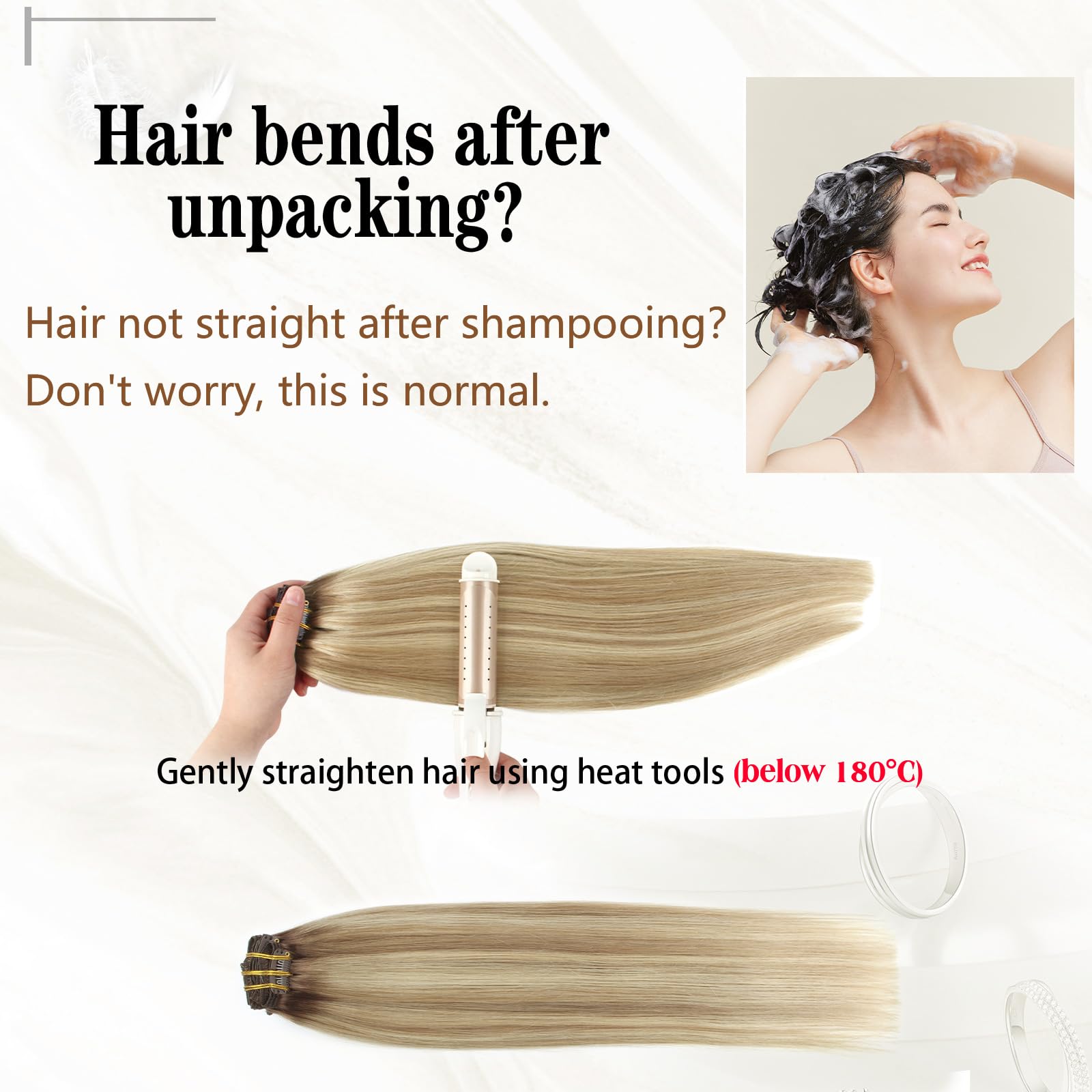 ABH AMAZINGBEAUTY 22 Inch Real Human Hair Clip-in Extensions - Ash Brown to Beach Blonde Ombre with Dark Brown Roots (R3-8-613) - 8pcs/120g Straight Double Weft Hairpieces for Daily Styling & Special Occasions