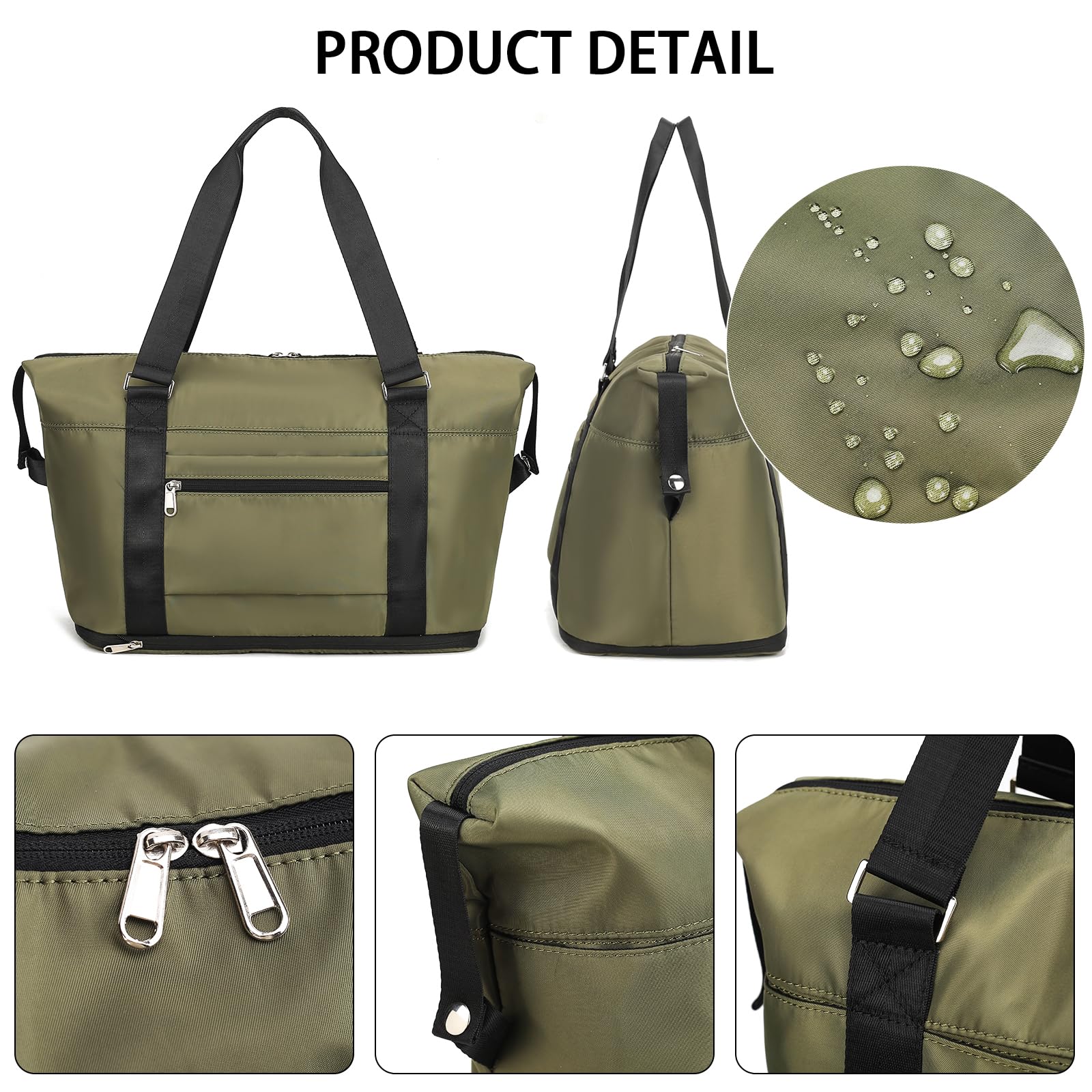 Waterproof Travel Duffle Bag for Women & Men - Lightweight Weekender Carry On Tote, Sport Gym Bag with Spacious Compartments (Dark Green) | Perfect for Weekend Getaways, Gym Workouts & Airplane Travel