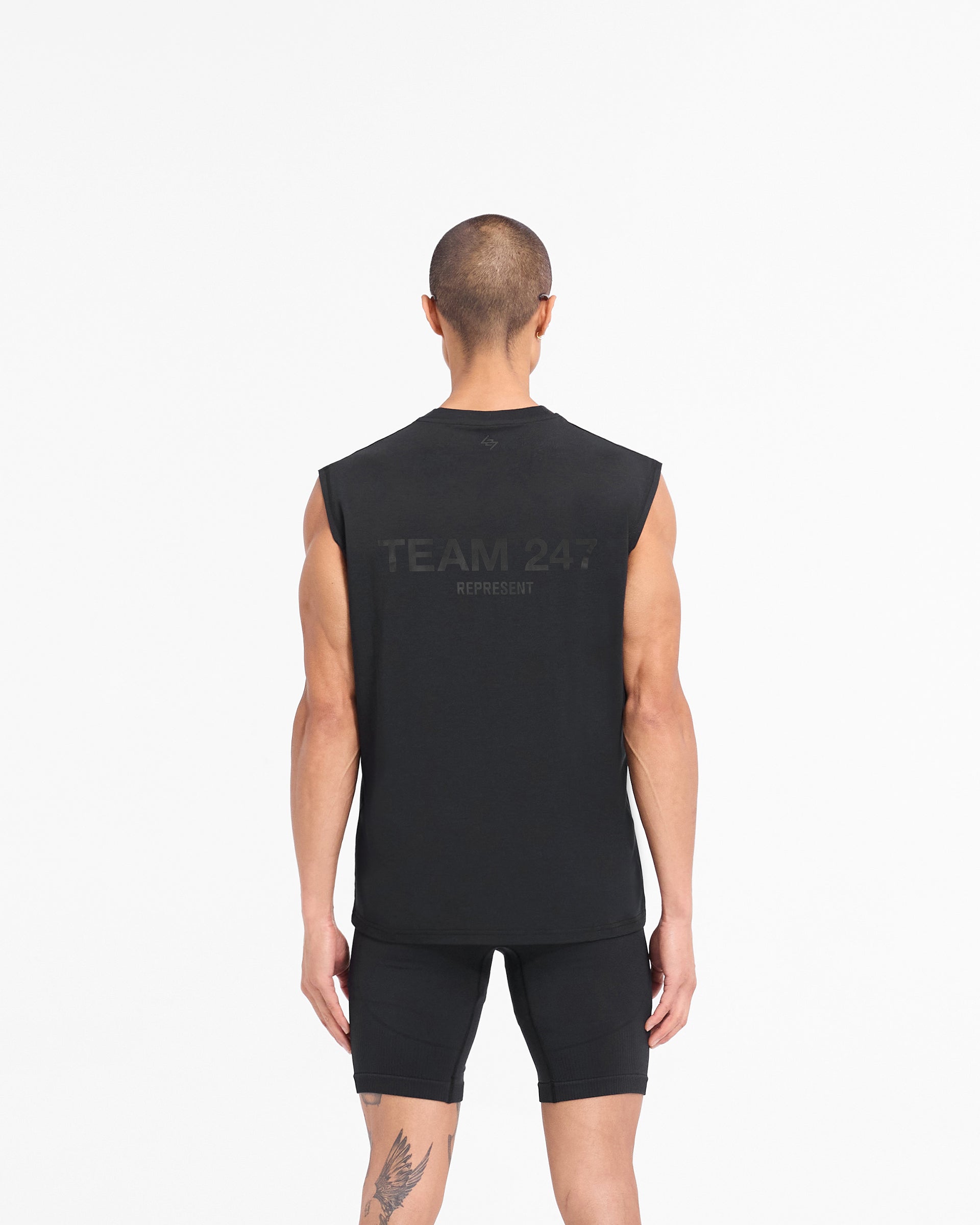 Team 247 Oversized Tank Top for Women - Soft Matte Black Cotton Blend Muscle Tee - Gym Workout, Yoga, Casual Streetwear