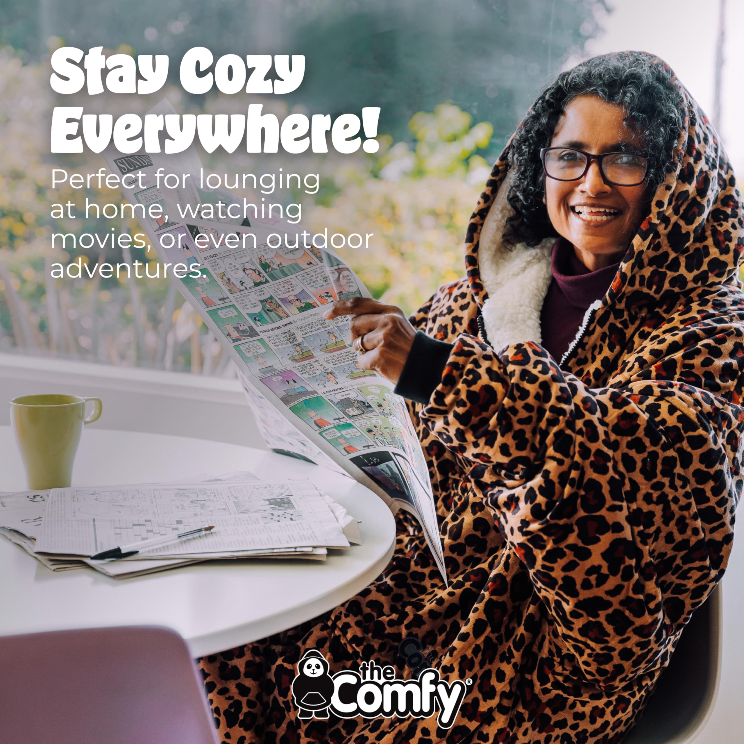 The COMFY Original Quarter-Zip Wearable Blanket - Extra Long Sherpa-Lined Microfiber Fleece with Hood & Pocket | Oversized Unisex Design for Women & Men | Shark Tank Featured | Perfect for Lounging, Movie Nights & Cold Weather Comfort