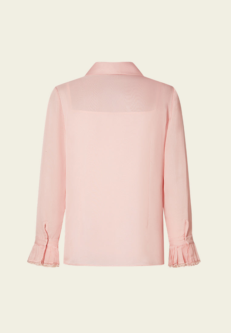 Elegant Lapel Ruffle Trim Chiffon Blouse for Women - Stylish Office Wear & Evening Party Outfit