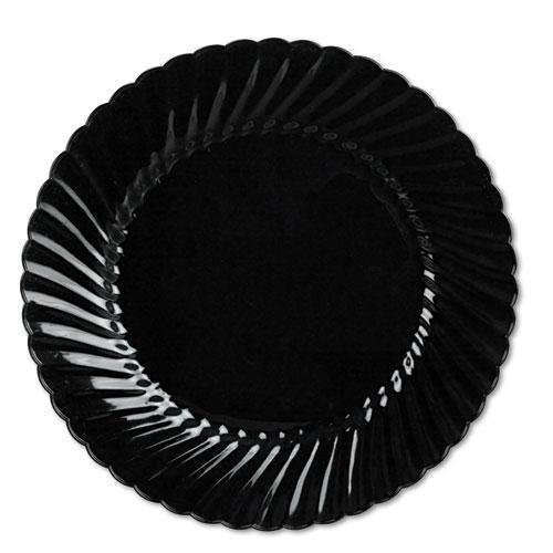 WNA CW10144BK Classicware 10.25-Inch Black Plastic Plates - Bulk Pack of 144 - Durable Disposable Dinner Plates for Parties, Picnics, Catering & Events