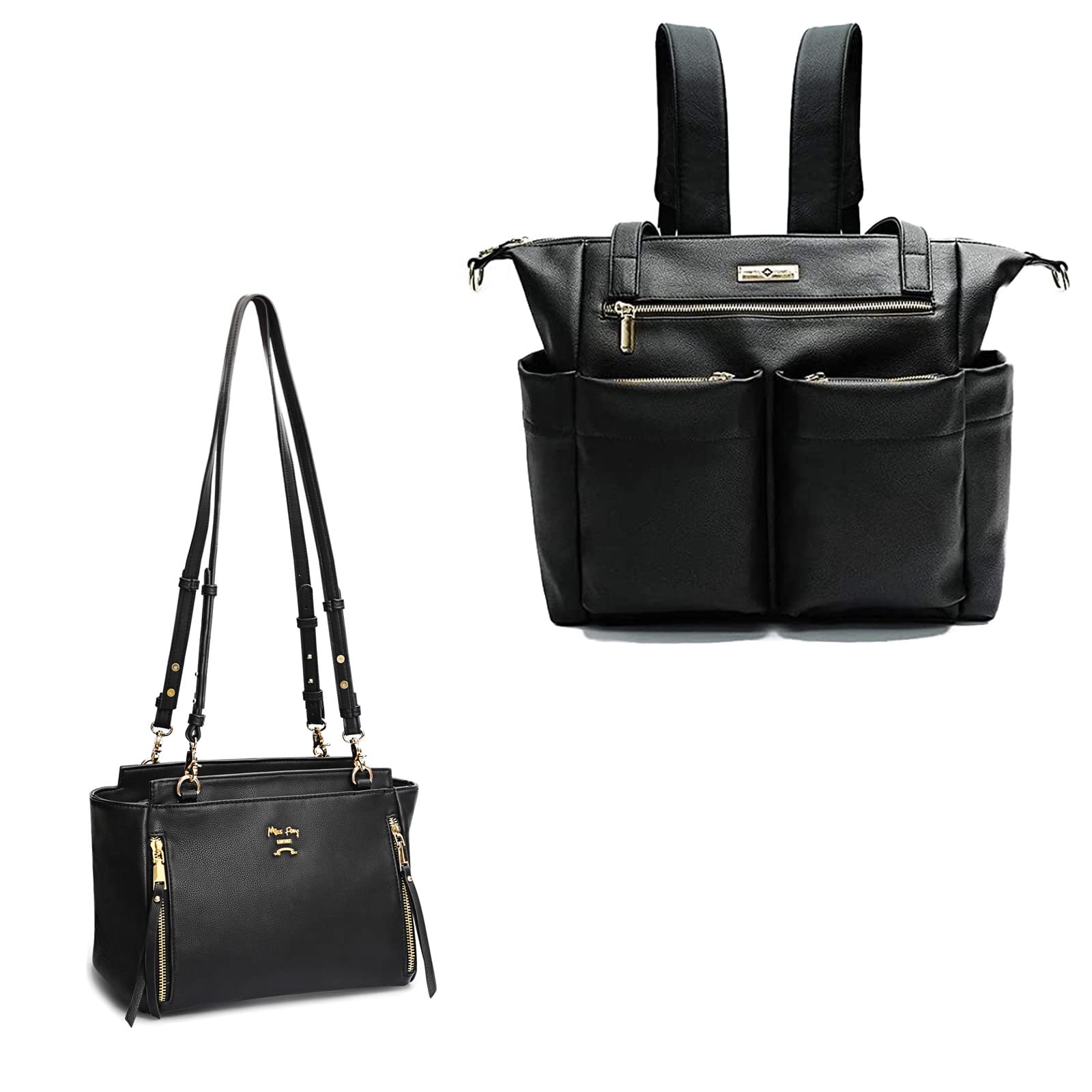 Premium Leather Diaper Bag Backpack for Women - Large Tote & Crossbody Baby Bag by Miss Fong - Perfect for Travel, Shopping, and On-the-Go Moms