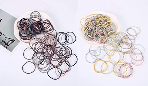 200PCS Hair Elastics Hair Ties - 2MM Colorful Ponytail Holders for Women & Men - 1.7 Inch Elastic Hair Bands for Medium to Thick & Curly Hair (Multicolor) - Perfect for Workouts, Yoga, Sports & Daily Styling