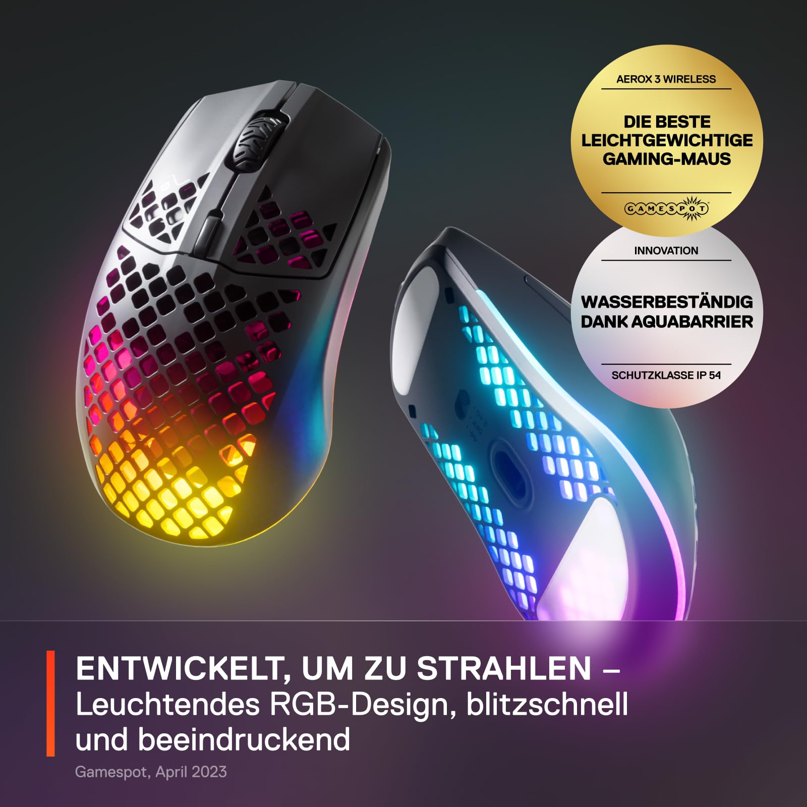 SteelSeries Arctis Nova Pro Wireless Gaming Headset & Aerox 3 Wireless RGB Gaming Mouse - Lightweight Design with Surface Holes for PC, PS5, Xbox - Perfect for Competitive Gaming & Streaming