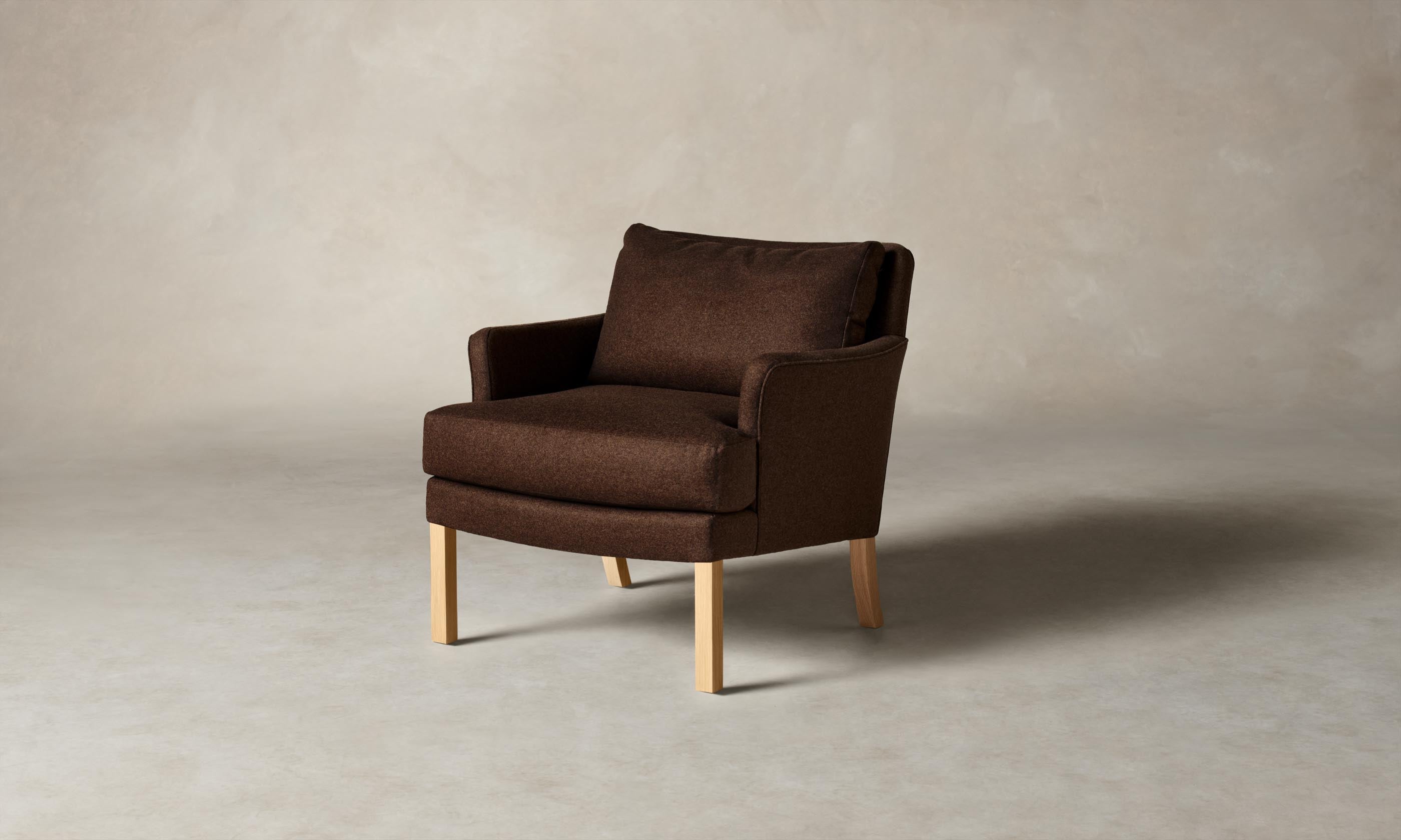 The Kaye Chair - Italian Brushed Wool Cocoa Brown Upholstered Dining Chair - Perfect for Modern Dining Rooms & Cozy Home Offices