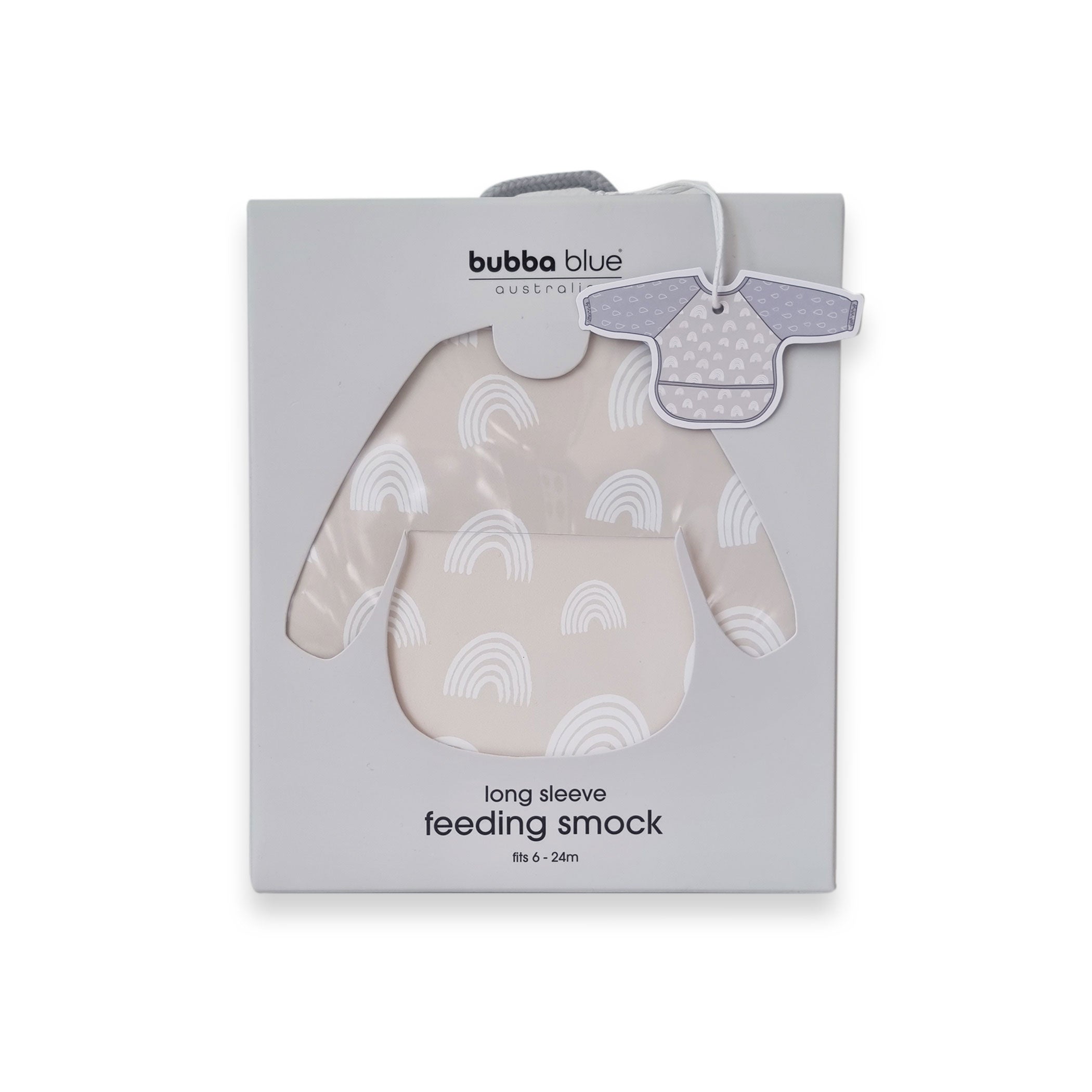 Nordic Smock Bib for Baby - Soft Grey & Sand Cotton Feeding Bib with Adjustable Straps - Perfect for Mealtime, Daycare, and Messy Play