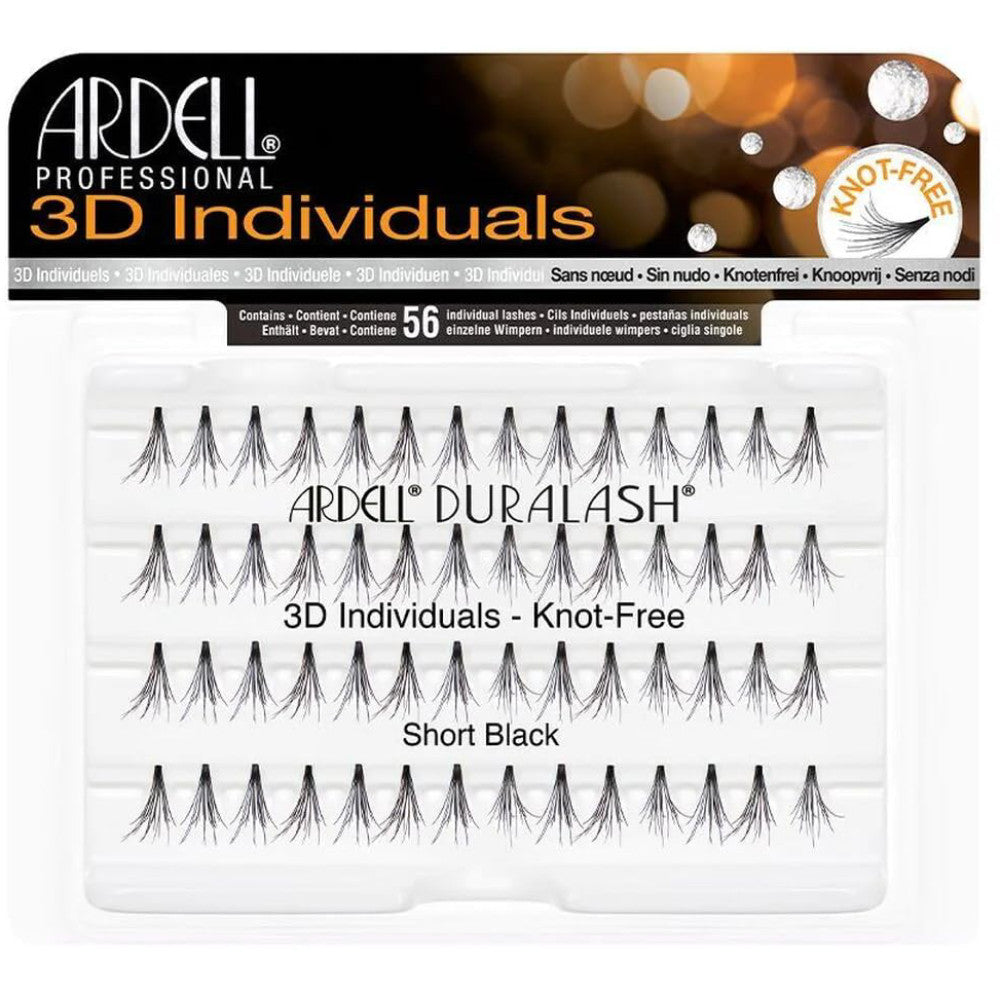 Ardell 3D Individual False Eyelashes - Short Black Lashes for Natural Look | Perfect for Daily Wear, Parties & Special Occasions