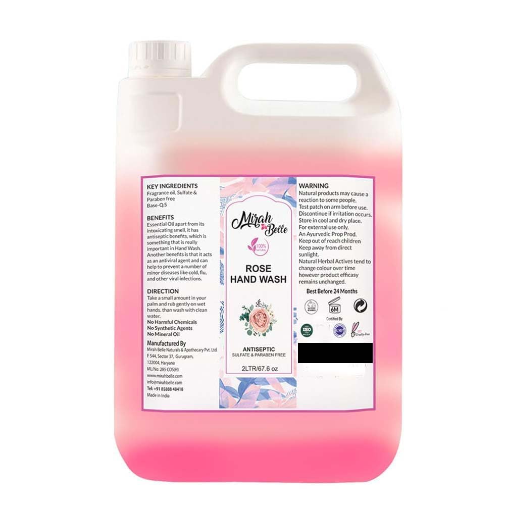 Mirah Belle Rose Scented Hand Wash Refill - 2 Liter (2000ml) Bulk Pack - Sulfate Free, Paraben Free, FDA Approved - Gentle for Men, Women & Kids - Perfect for Home, Office, and Public Restrooms