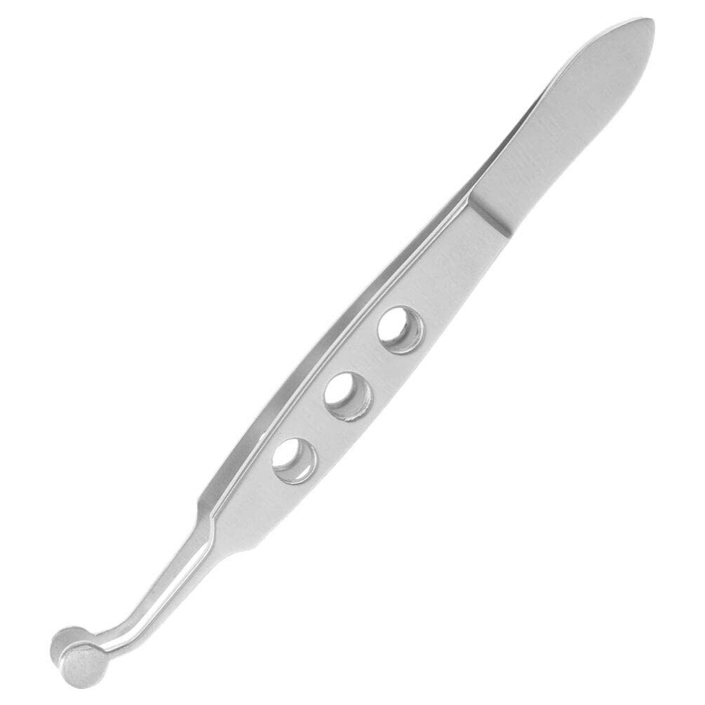 SOLUSTRE Stainless Steel Eyelid Massage Tweezer - Meibomian Gland Expressor for Eyelid Gland Blockage Relief, Curved Lash Extension Tweezers for Professional & Home Use - Perfect for Dry Eye Treatment & Eyelid Physiotherapy