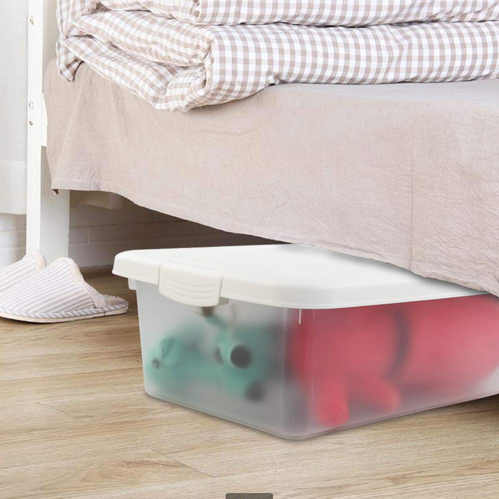 14 Quart Clear Storage Box with White Lids - 2-Pack for Underbed Organization