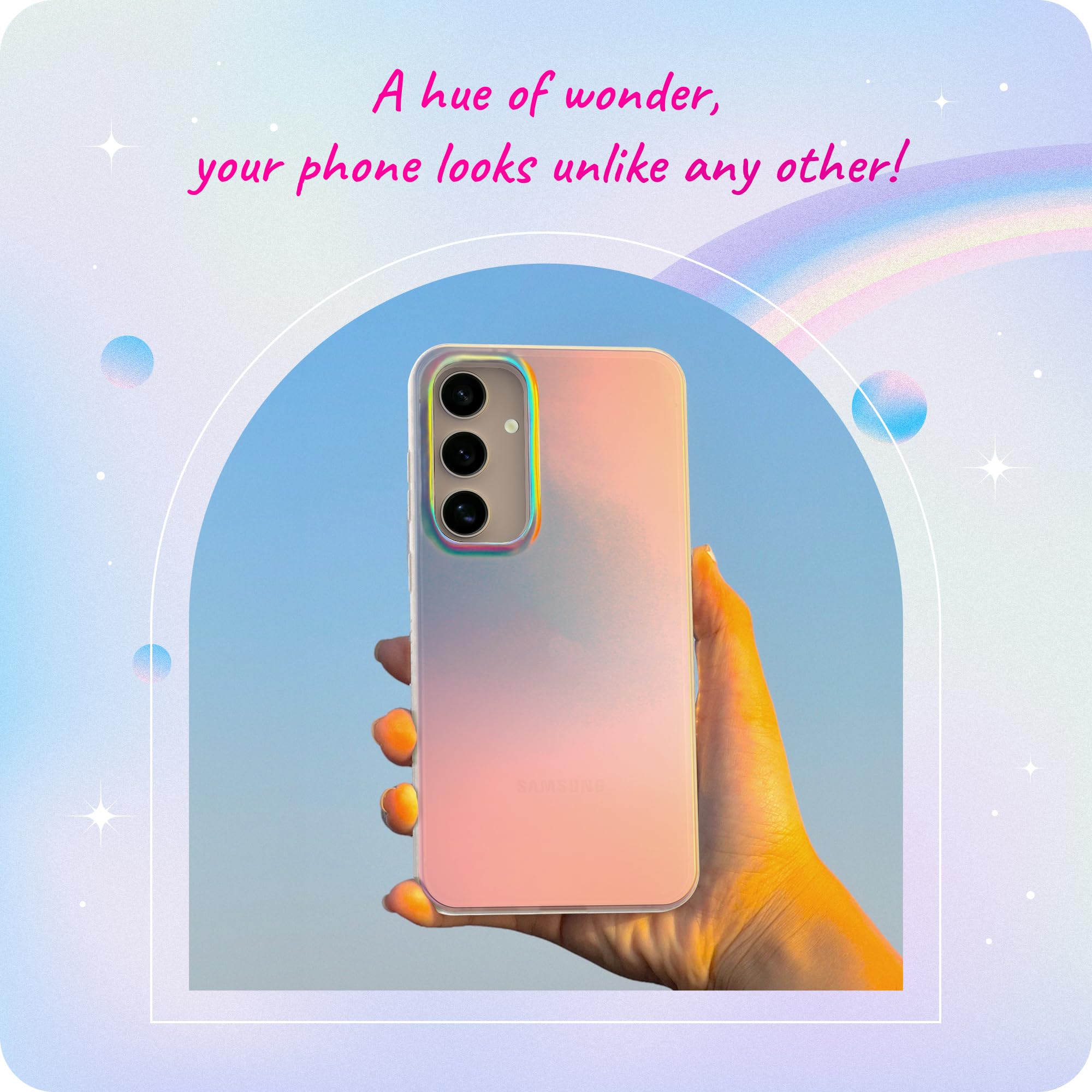 LONLI Hue Holographic Iridescent Shockproof Case for Samsung Galaxy S24 Plus | Color Changing Protective Phone Cover | Cute & Unique Design for Women & Girls (2024) | Perfect for Everyday Use, Parties & Gifts - HUE-IM-S24PLUS