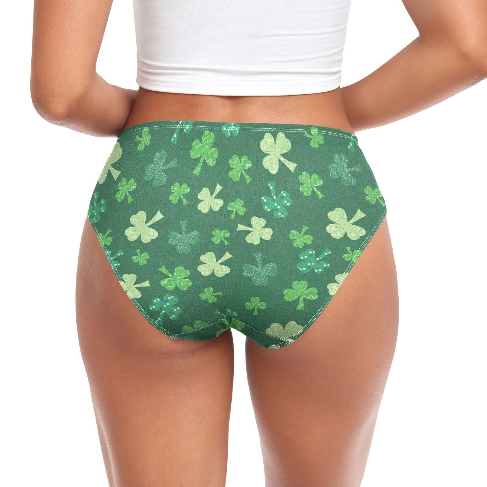 Women's St. Patrick's Day Striped Shamrock Hipster Panties - Soft Cotton Underwear for Comfort & Style - Perfect for Irish Themed Parties & Festive Celebrations