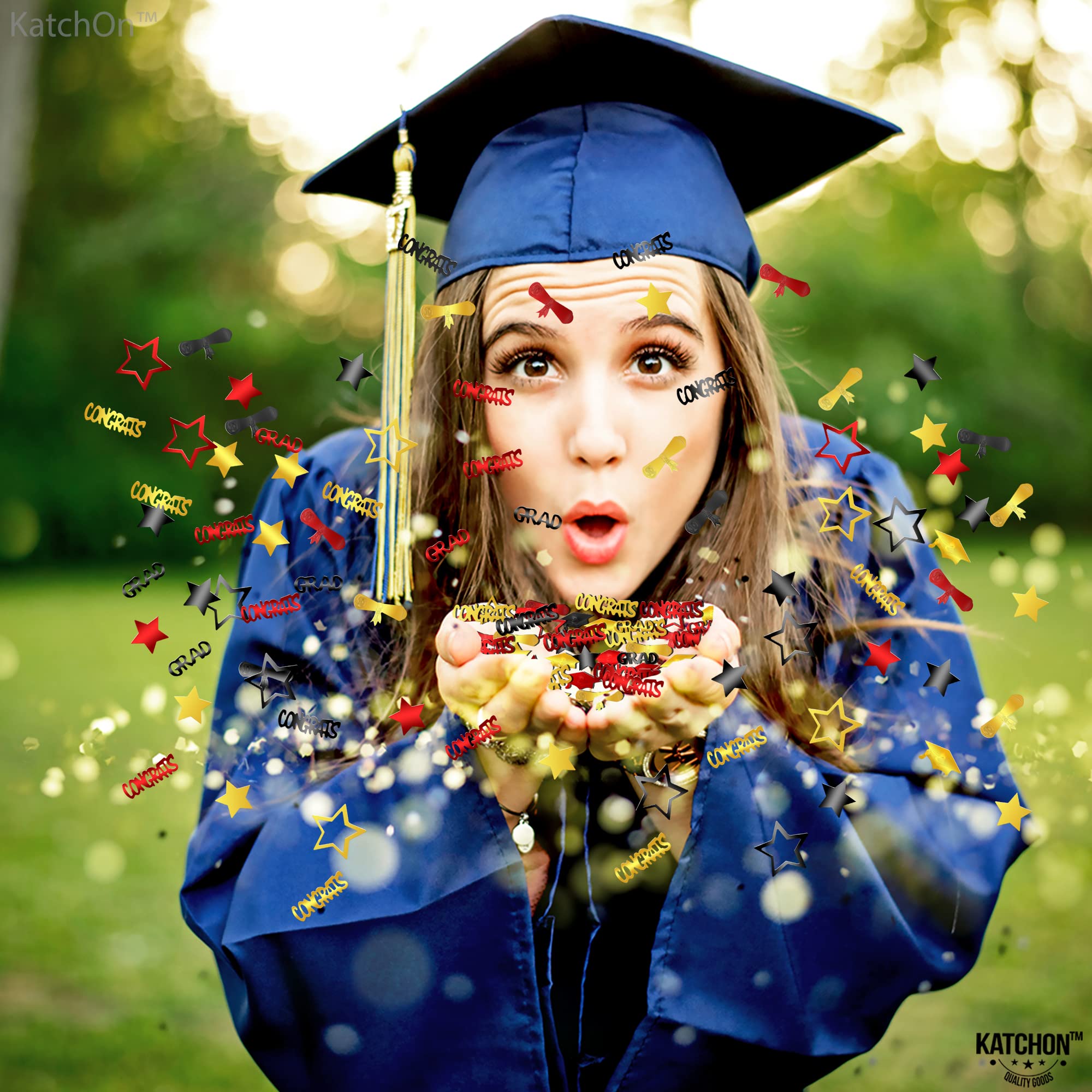 **KatchOn 2025 Graduation Confetti – 1300-Piece Red & Gold Confetti for Class of 2025 Graduation Party Decorations – Perfect for Graduation Ceremonies, Photo Booths & Celebration Decor**