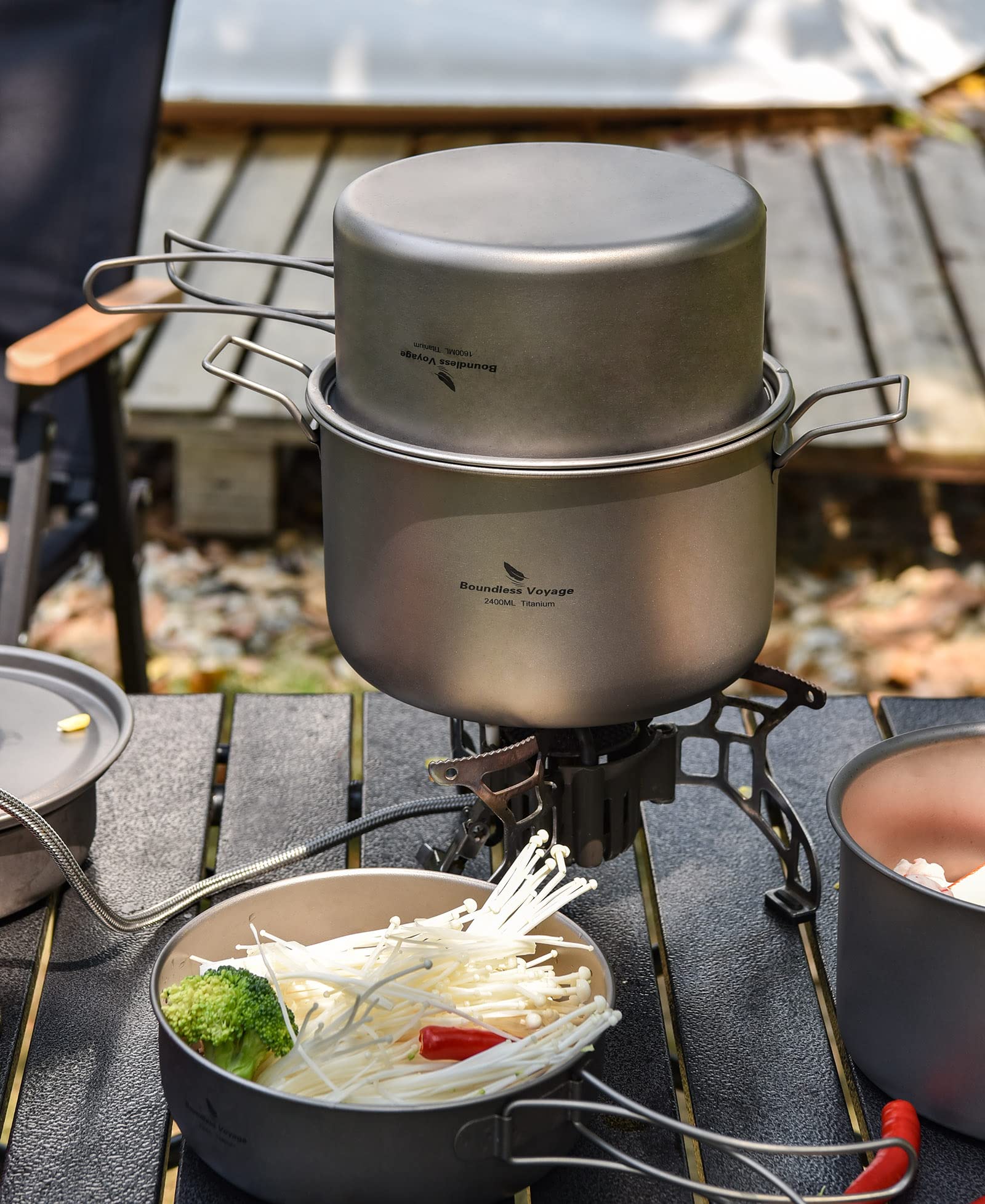 Lightweight Titanium Camping Cookware Set - Portable Outdoor Cooking Pot for Hiking, Backpacking & Travel | Durable & Compact for 1-5 People | Perfect for Campfire Meals, Backcountry Adventures & RV Trips