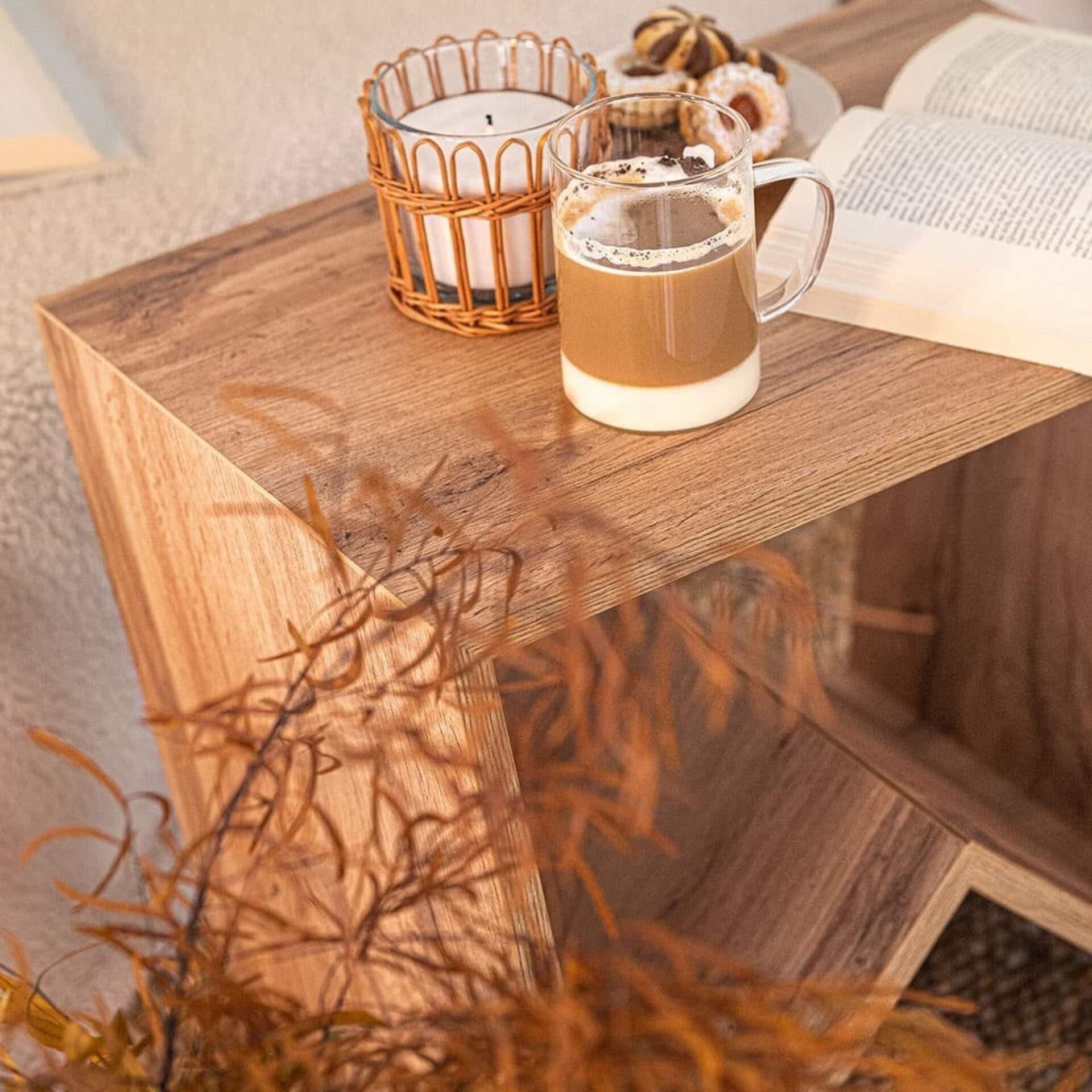 MOBILI FIVER Emma Coffee Table - Rustic Wood Color, Particle Board and Melamine, Low Living Room Center Table - Handcrafted in Italy - Perfect for Modern Living Rooms, Apartments and Cozy Spaces