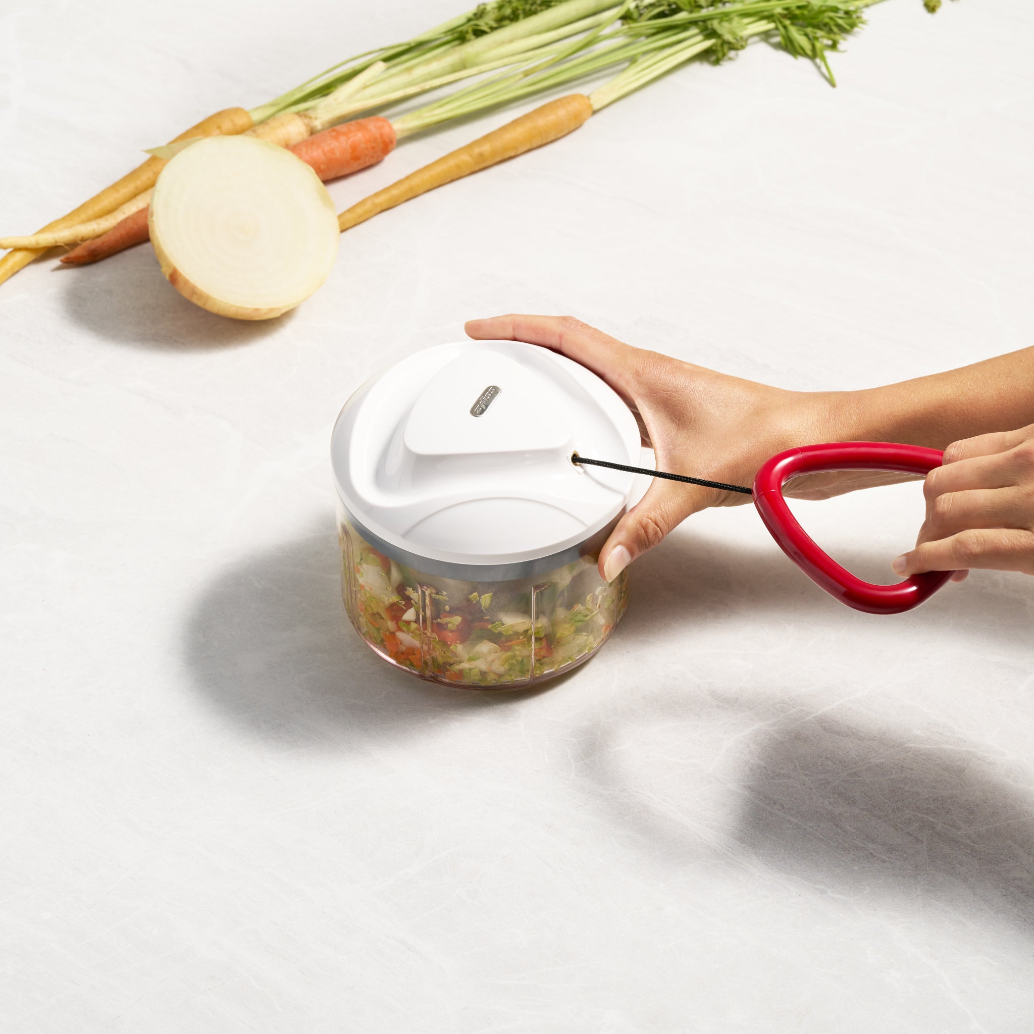 Easy Pull Food Processor - Powerful 500W Electric Chopper for Vegetables, Fruits, Nuts - Perfect for Meal Prep, Smoothies & Baby Food Making - Kitchen Essential for Healthy Cooking