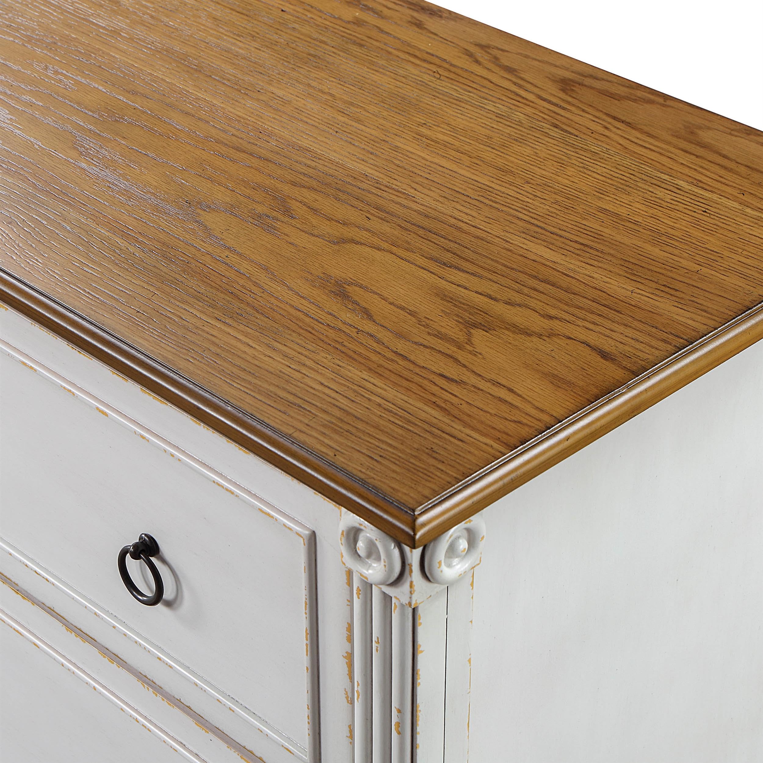 Furniture of America Birch Wood 6-Drawer Double Dresser in Antique White - Solid Wood Bedroom Dresser with Spacious Storage for Clothes, Bedroom Furniture for Home Organization & Decor