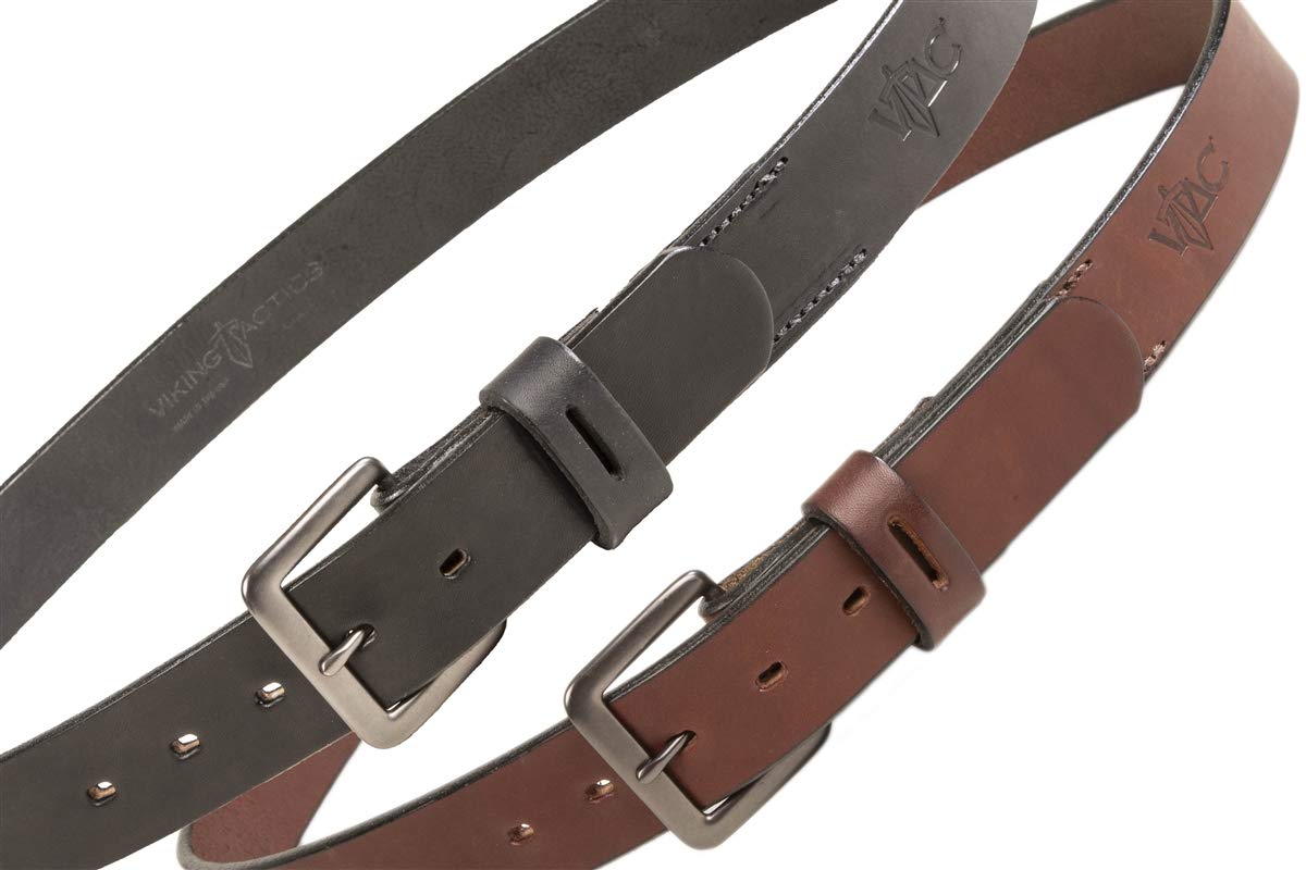 Viking Tactics® Genuine Leather Belt - Heavy Duty Tactical EDC Belt for Men & Women - Gun Belt Made in USA - Perfect for Outdoor, Hiking, Hunting & Everyday Carry