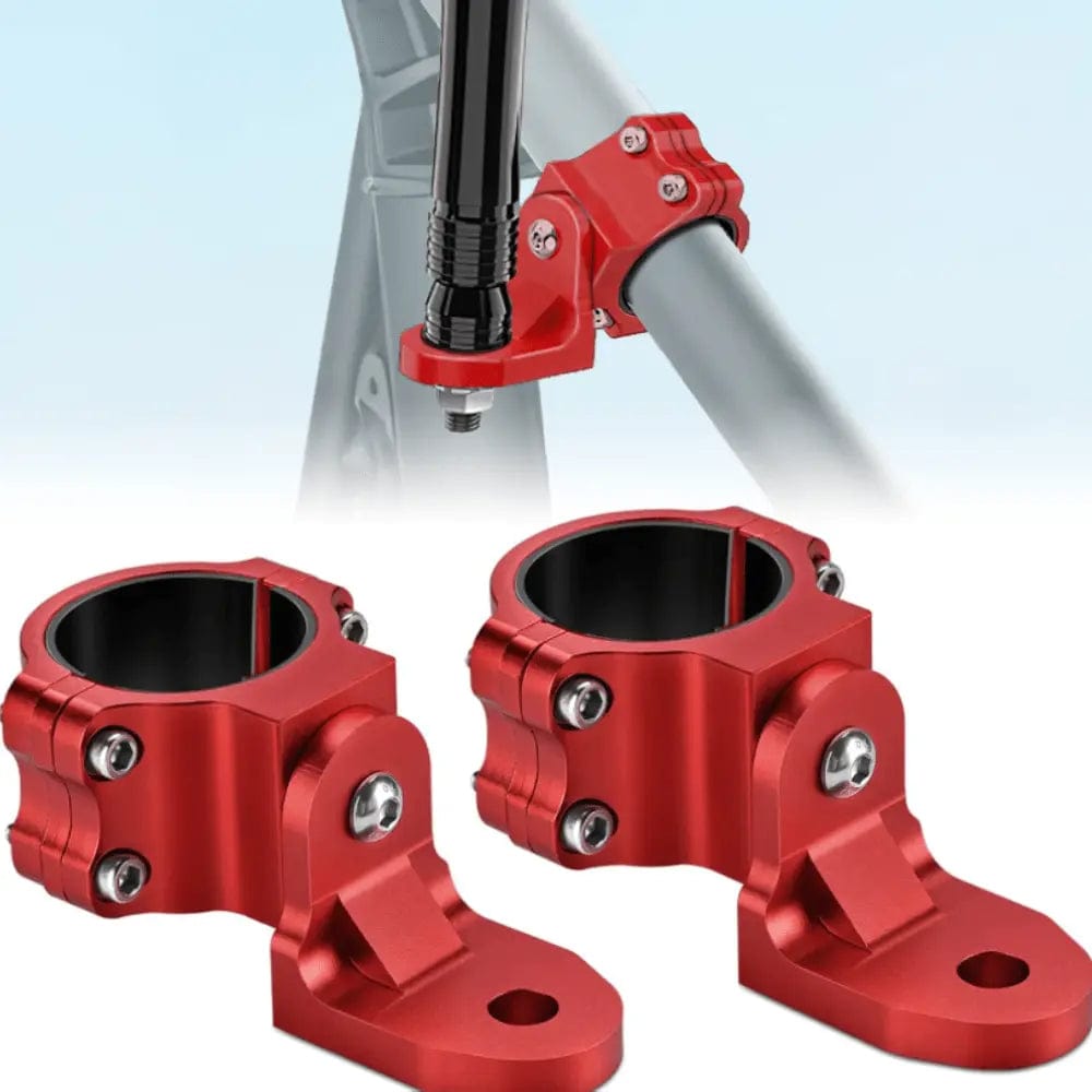 UTV Flag Antenna Mount Bracket for 1.5in, 1.75in & 2in Round Roll Cages - Heavy Duty Red Off-Road Accessory | Perfect for ATV, UTV, Side by Side & Dune Buggy Adventures