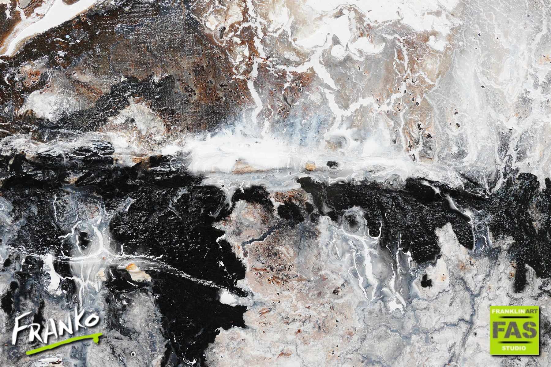 Blacked Out Rust 200cm x 80cm Abstract Canvas Painting - White Brown Rust Black Modern Wall Art for Living Room, Bedroom & Office Decor