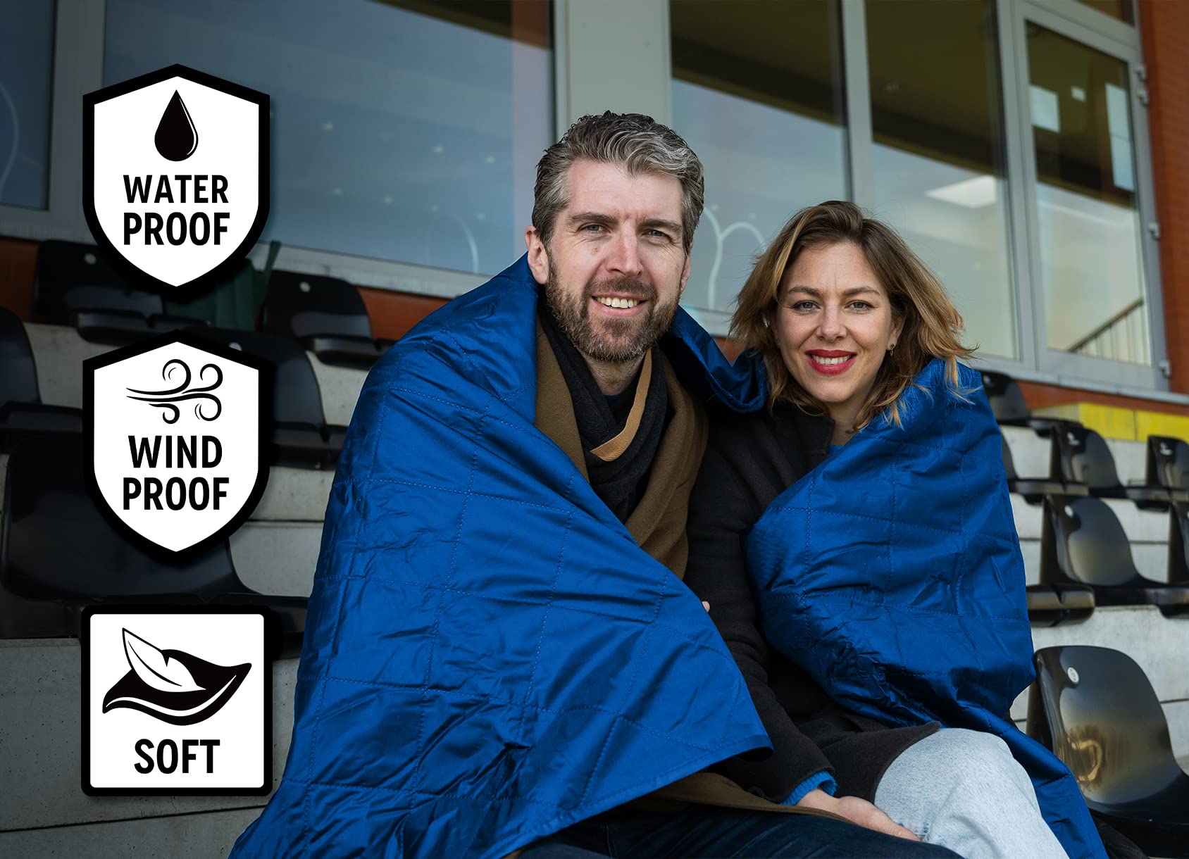 Waterproof Outdoor Blanket - Large Fleece Stadium & Camping Blanket for Cold Weather - Windproof, Quilted, Extra Warm & Machine Washable - Perfect for Picnics, Beach, Camping, Hiking, Football Games & Pet Use