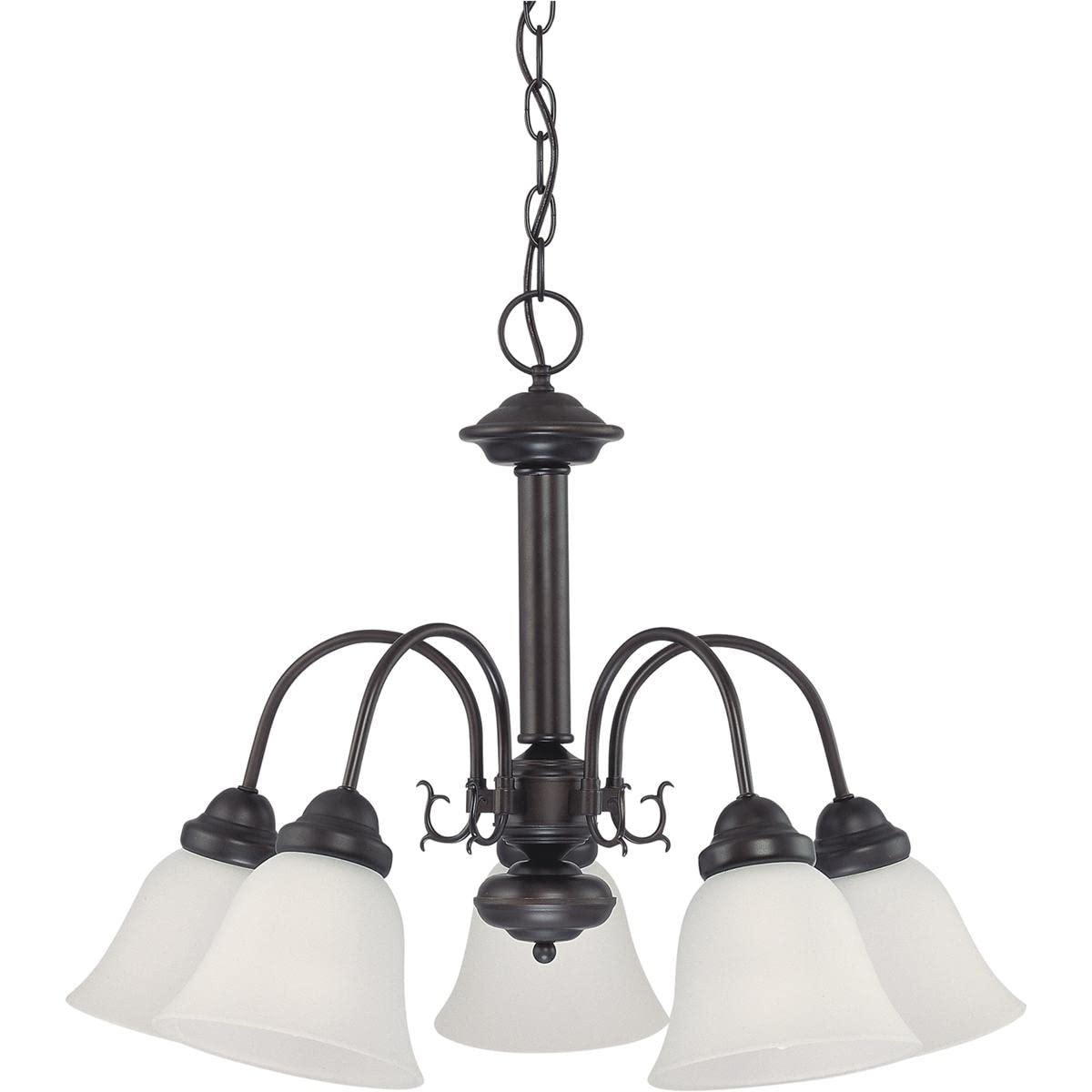 Nuvo 60/3141 Ballerina 5-Light Frosted Glass Chandelier - Elegant Dining Room Lighting for Home Decor & Wedding Venues