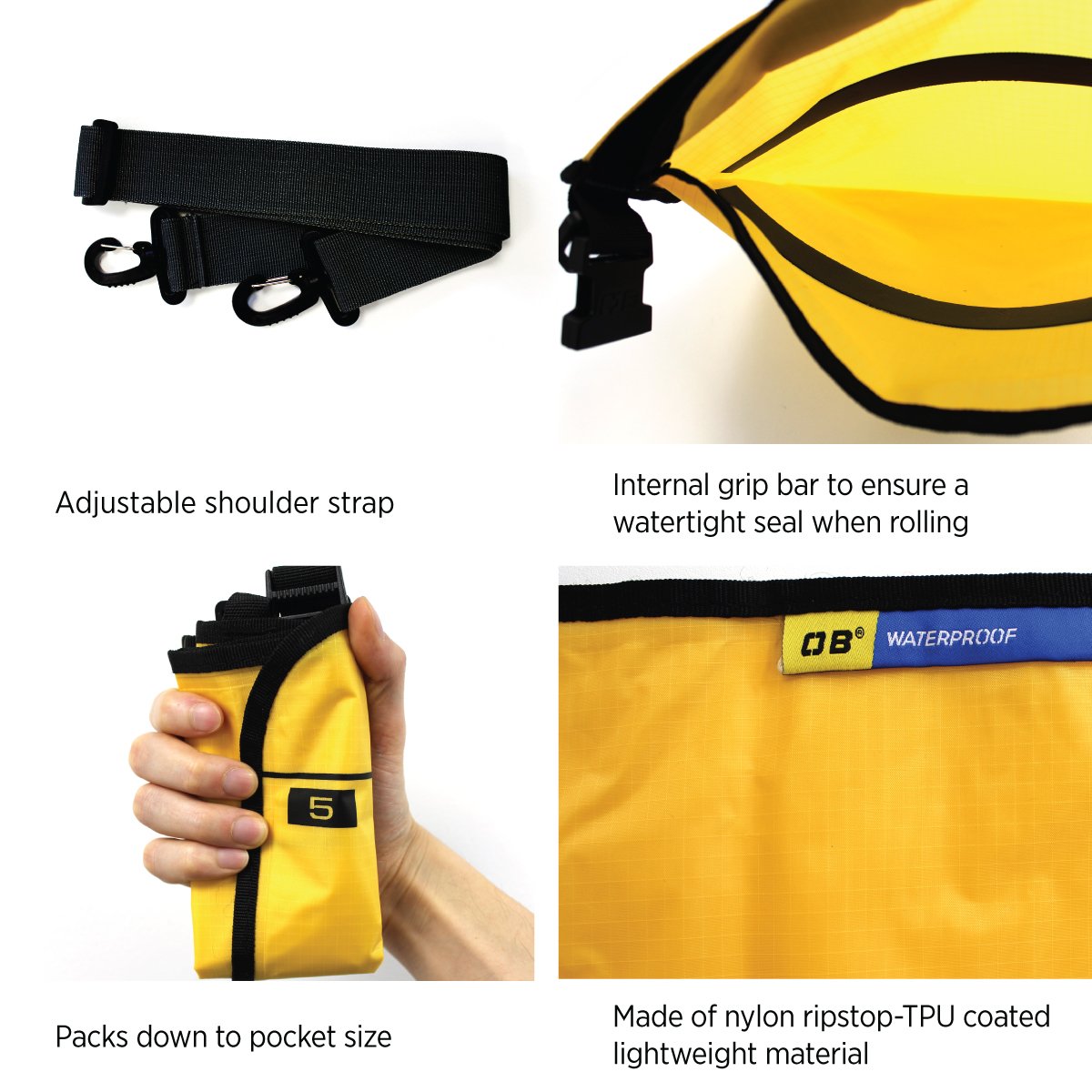 OverBoard Waterproof Dry Bag - Lightweight & Durable for Kayaking, Boating, Camping & Beach Activities