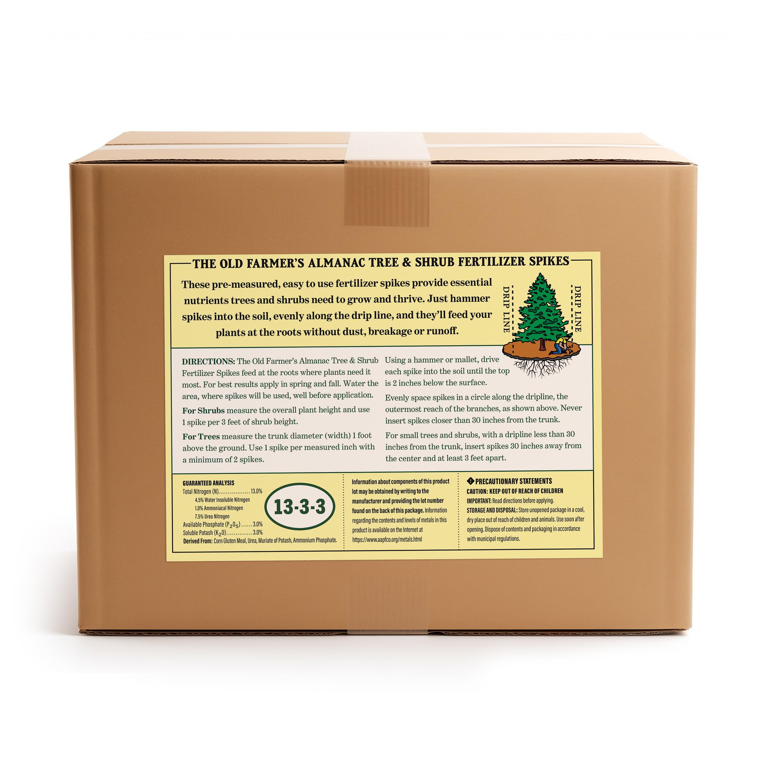 Old Farmer's Almanac Tree & Shrub Fertilizer Spikes (72 Count) - Nutrient-Rich Plant Food for Healthy Growth | Ideal for Garden, Landscape & Outdoor Plants