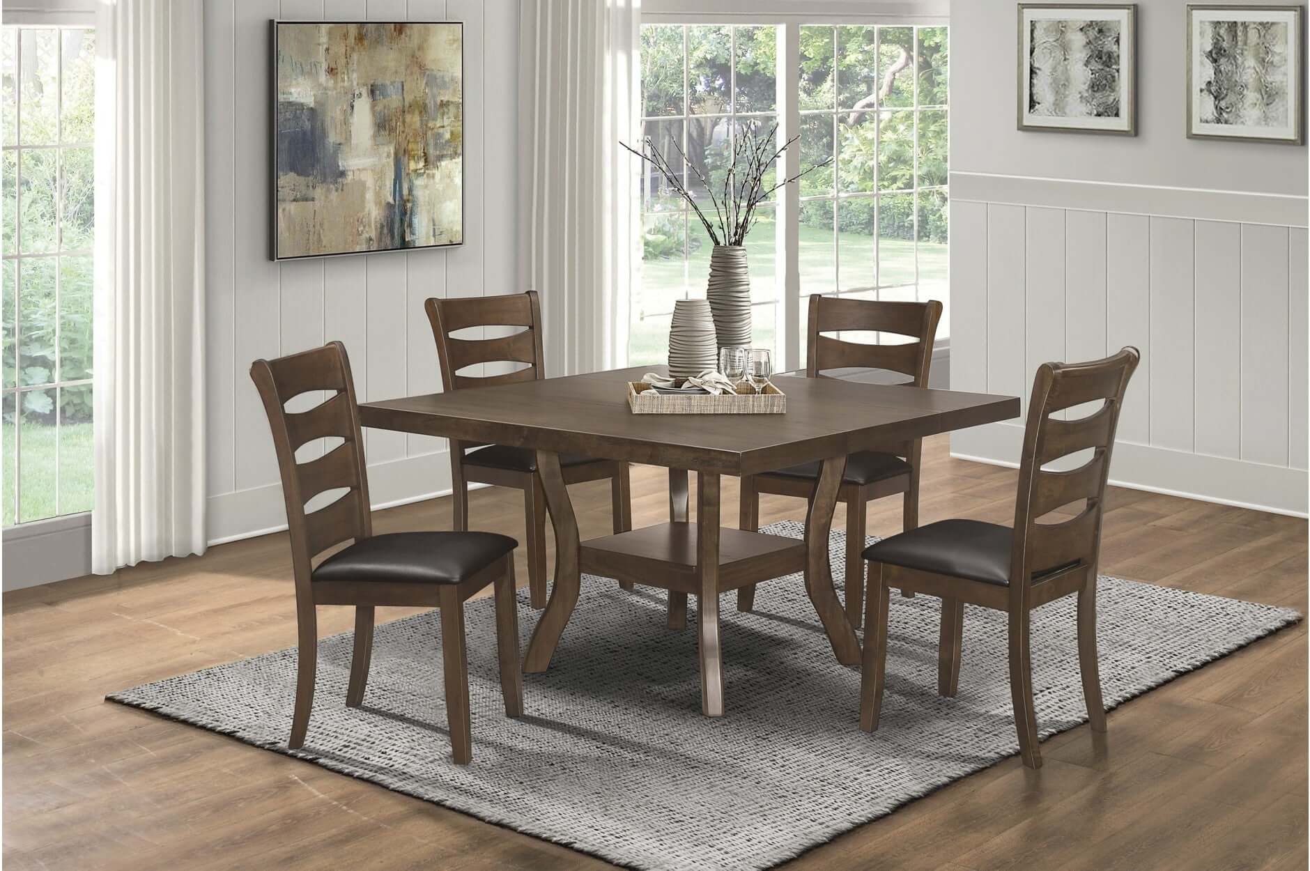 5-Piece Dining Set with Folding Butterfly Leaf & Under Table Shelf - Space-Saving Expandable Table for Small Kitchens, Apartments & Dining Rooms