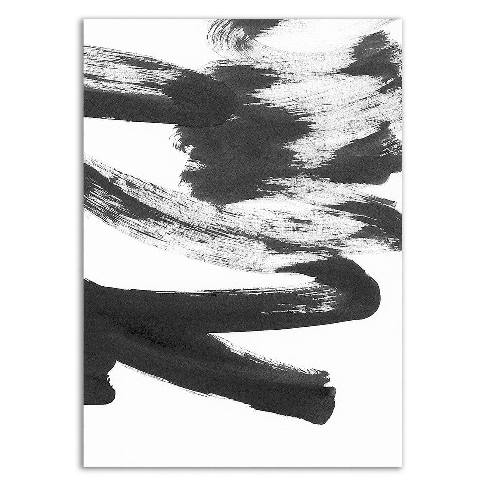 Black and White Strokes 5 by Iris Lehnhardt - Premium Canvas Wall Art Print - Ready to Hang - Modern Abstract Painting for Living Room, Bedroom & Office Decor