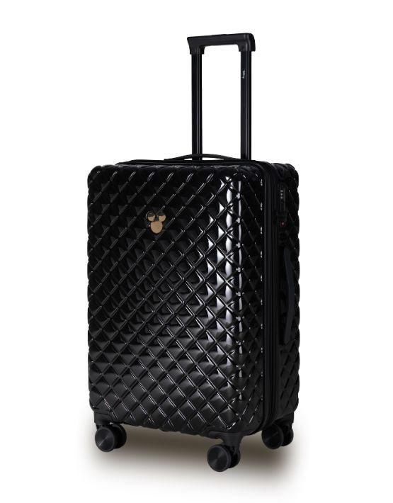 Disney Mickey Mouse 66cm Medium 4-Wheel Spinner Luggage - Black Carry-On Suitcase for Travel, Business Trips & Vacations