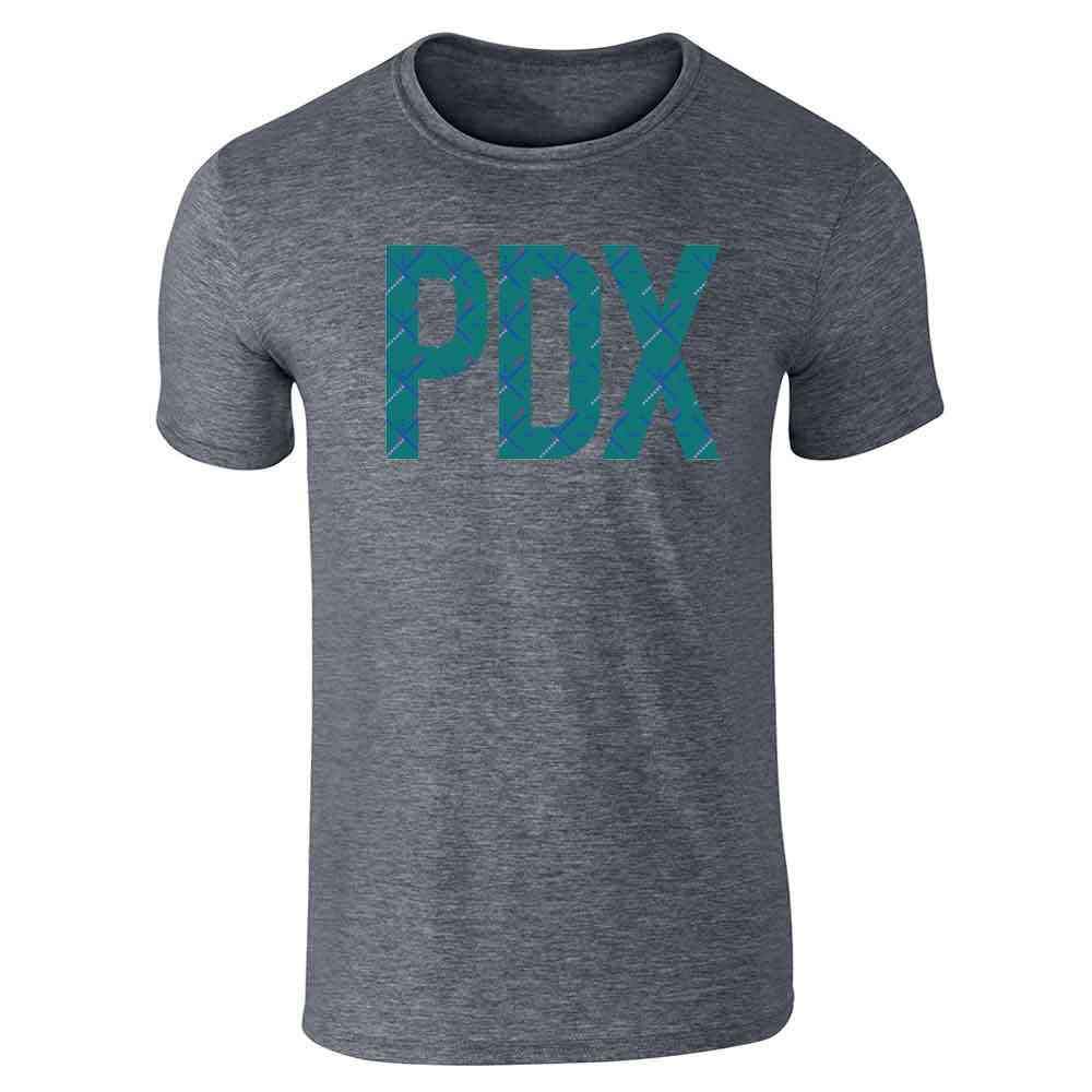 Pop Threads Portland PDX Airport Carpet Design Graphic Tee T-Shirt for Men - Vintage Travel Inspired Casual Wear for Airplane Trips & Urban Street Style