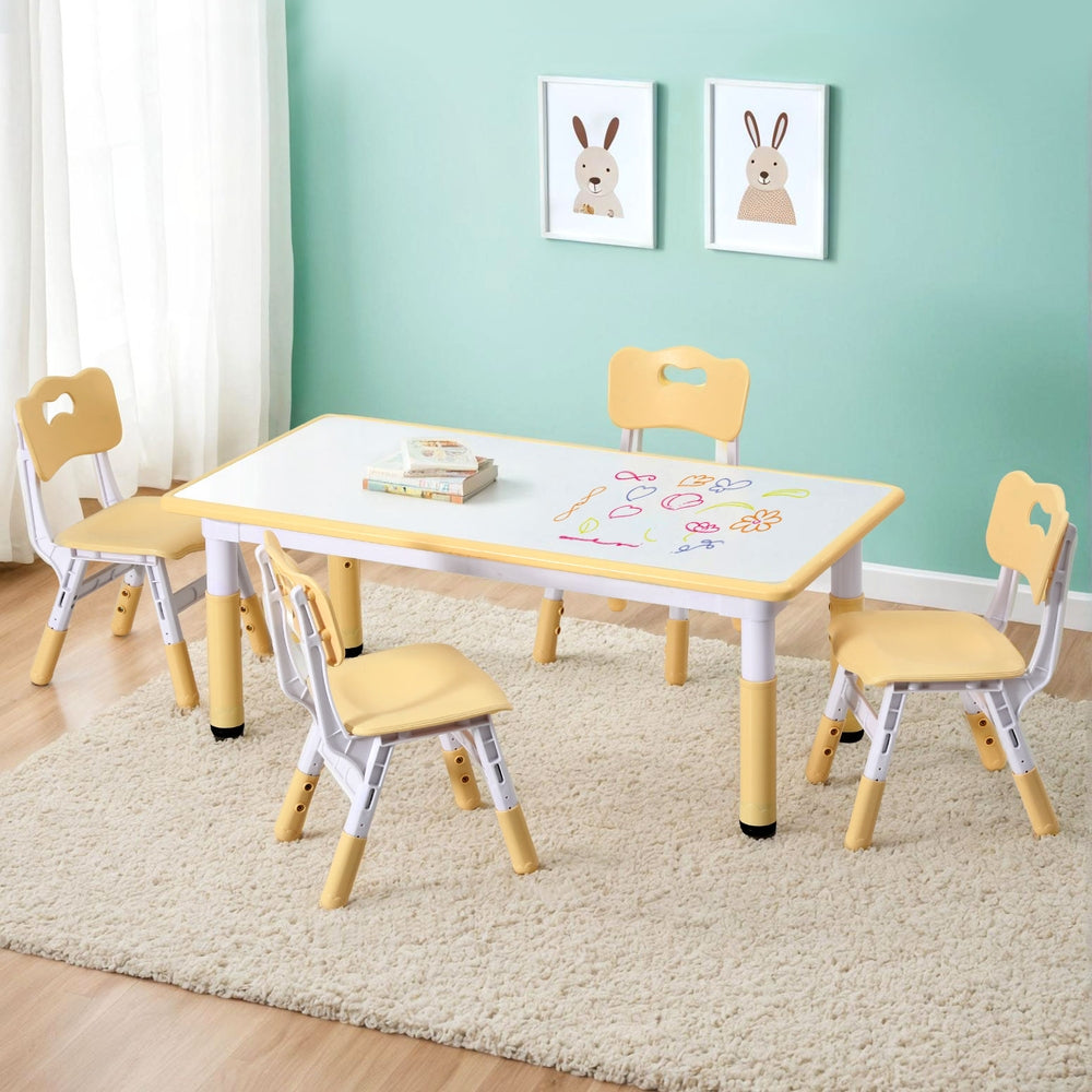 Keezi Kids Table and 4 Chairs Set - Graffiti Design Children's Furniture for Playroom, Classroom & Home Learning Activities