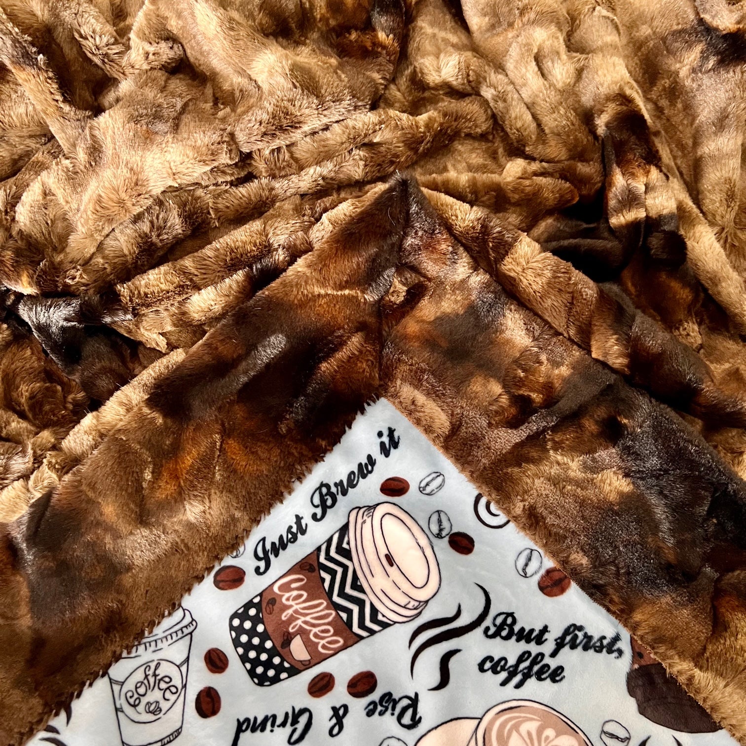 Rise & Grind Brown Rabbit Tie Dye Adult XL Minky Blanket 53x81 - Soft Cozy Throw for Bed, Couch & Outdoor Use