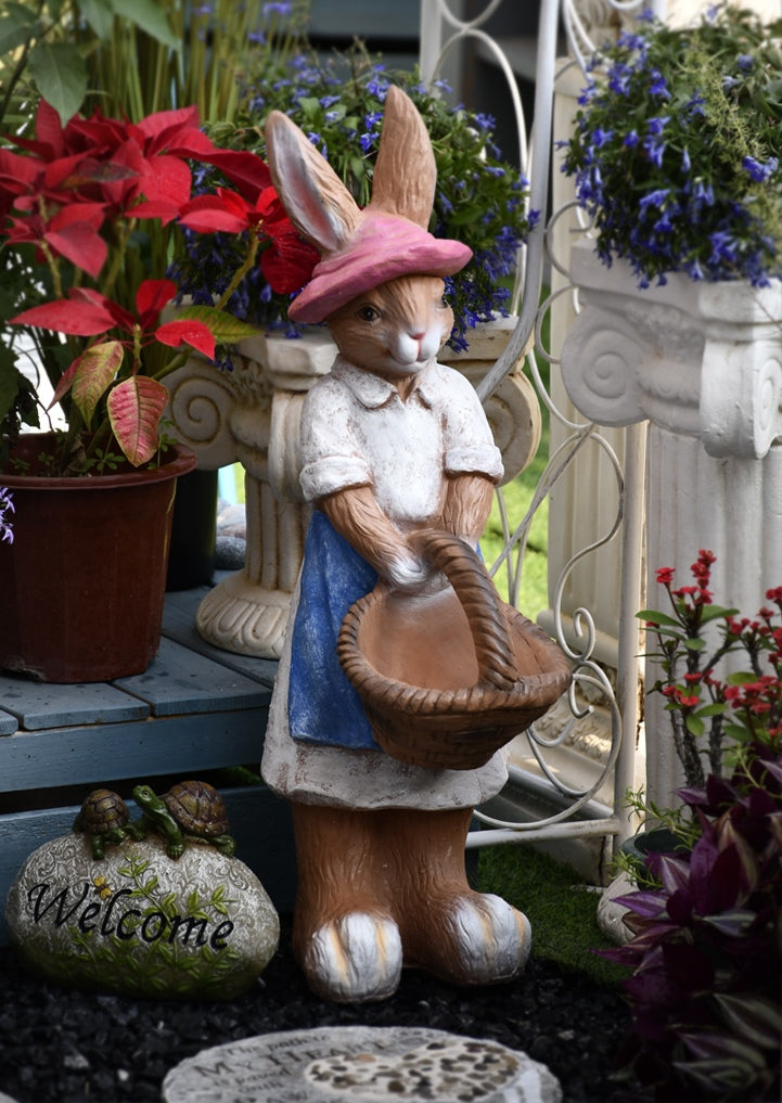 Large Rabbit Statue for Garden - Modern Outdoor Decor Sculpture, Bunny Flowerpot for Courtyard & Villa Landscaping | Perfect for Patio, Lawn & Backyard Decorations