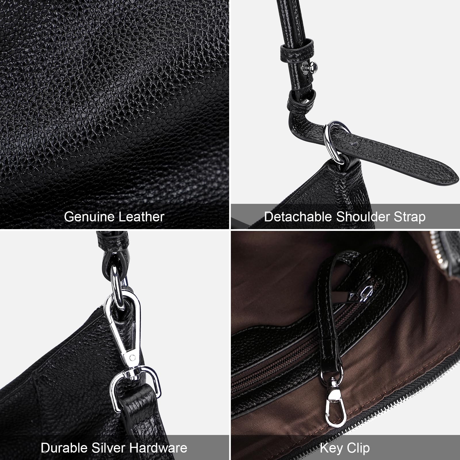 Genuine Leather Hobo Purse for Women - Stylish Crossbody Shoulder Bag (O193E Black) | Perfect for Work, Travel & Everyday Use