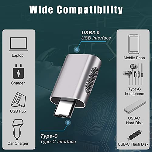 2 Pack USB C to USB 3.0 Adapter - 10Gbps High Speed Data Transfer - Compatible with MacBook Pro 2021/Air 2020, iPad Pro 2021, Thunderbolt 3 Devices - Perfect for Office Work, File Sharing & External Device Connection (Silver)