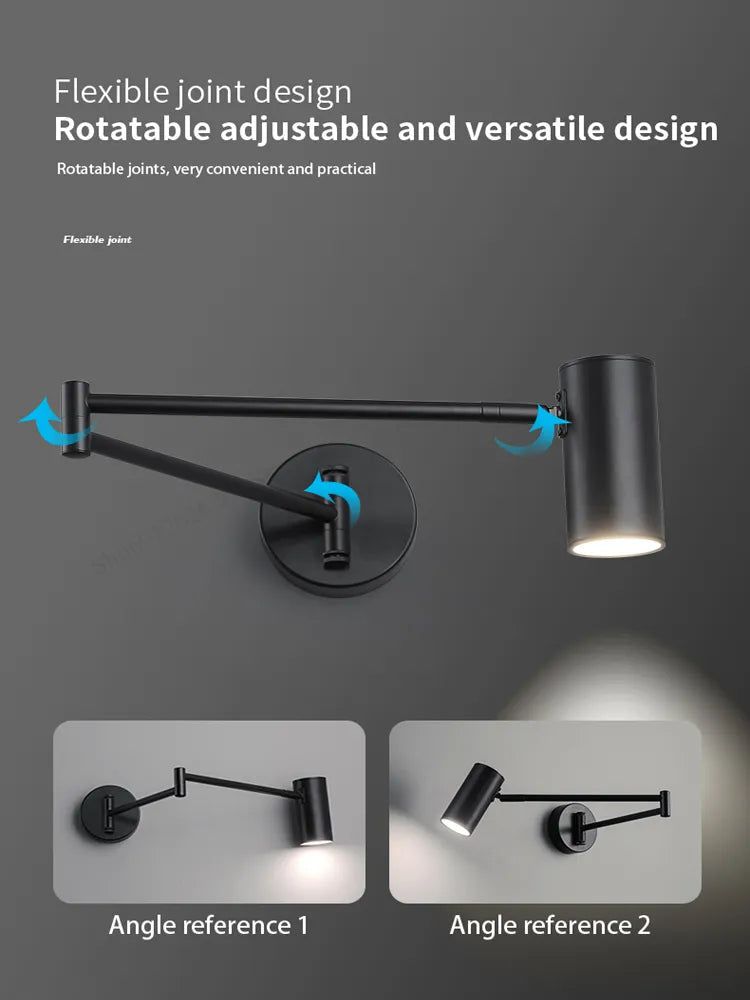 Adjustable Wall Lamp with Swivel Arm Design - Modern Reading Light for Bedroom, Living Room & Office - Dimmable LED Wall Sconce for Home Decor