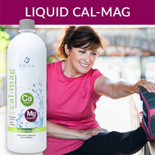 Eniva Health Liquid Ionic Calcium Magnesium Supplement - Doctor Formulated for Strong Bones, Healthy Hair & Nails | Zero Calories, No Sugar Added | 64 oz Bottle | Supports Active Lifestyle & Bone Health
