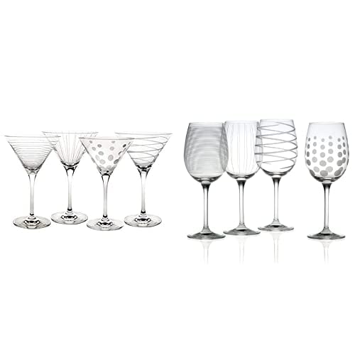 Premium Mikasa Cheers 8-Piece Wine & Martini Glass Set - Elegant Etched Glassware for Parties, Weddings & Home Entertaining