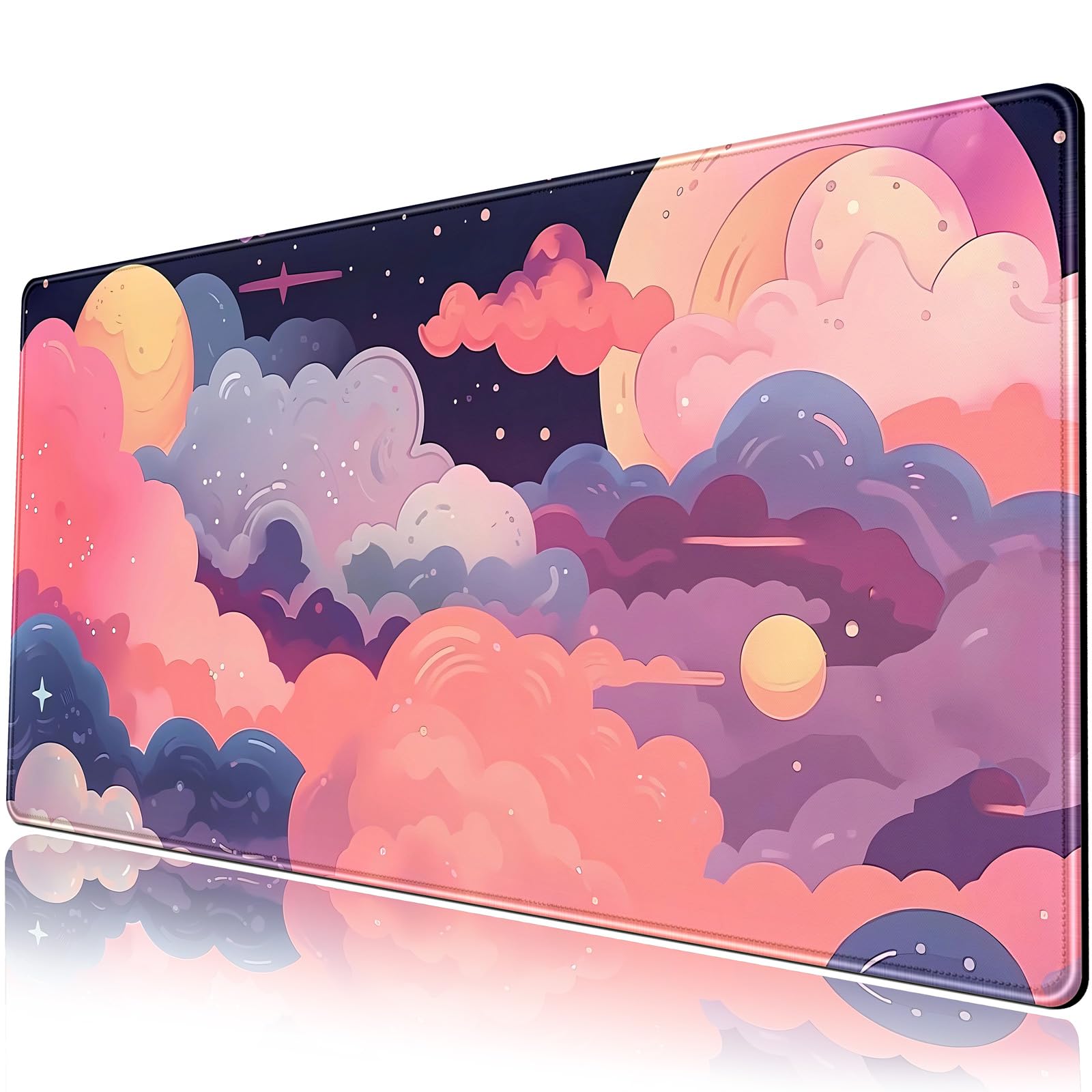 Kawaii Pink Purple Cloud Anime XXL Gaming Mouse Pad - 31.5