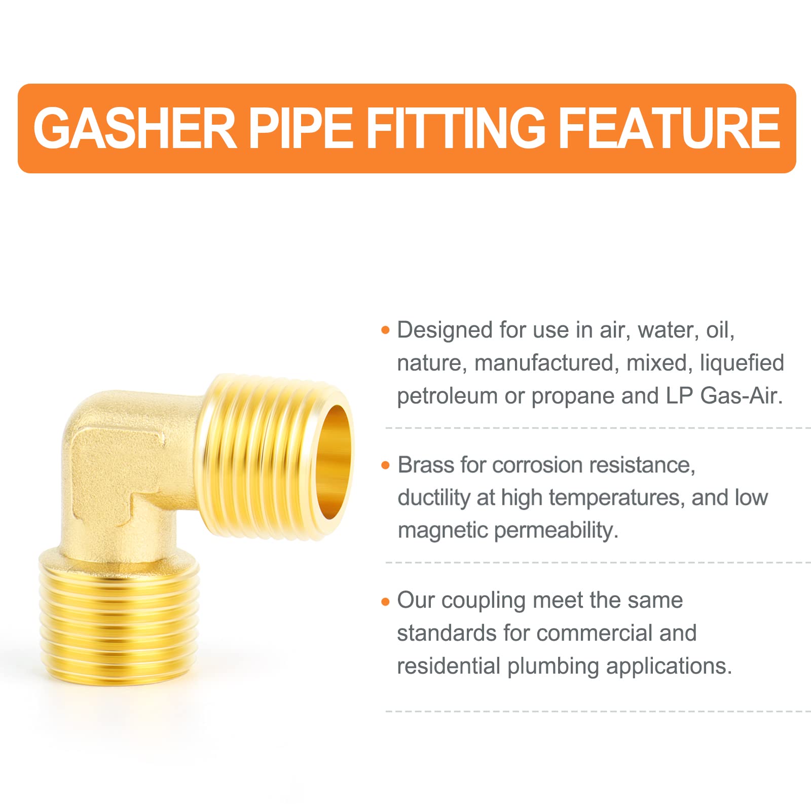 90 Degree Barstock Street Elbow - 5PCS 1/4 Inch NPT Male to Male Brass Pipe Fitting - Perfect for Plumbing, HVAC, and Industrial Applications