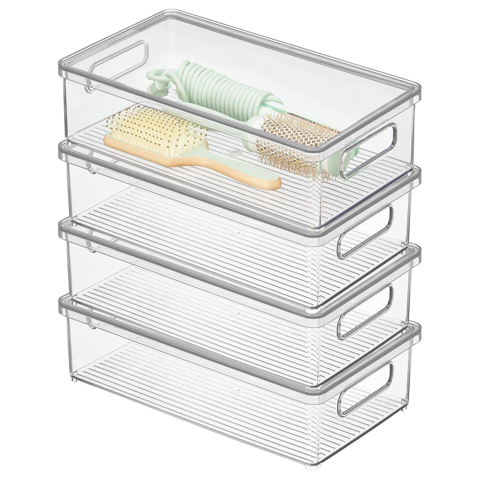 Stackable Bathroom Storage Bin with Lid - Organize Soap, Lotion & Towels for Small Spaces