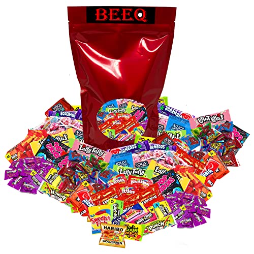 2 Pounds Assorted Bulk Candy Variety Pack - Pops, Skittles, Starburst, Laffy Taffy & More - Fun Size Gummies for Party Mix, Goodie Bags, Halloween Treats, Office Snacks & Movie Nights - IN BEEQ BOX